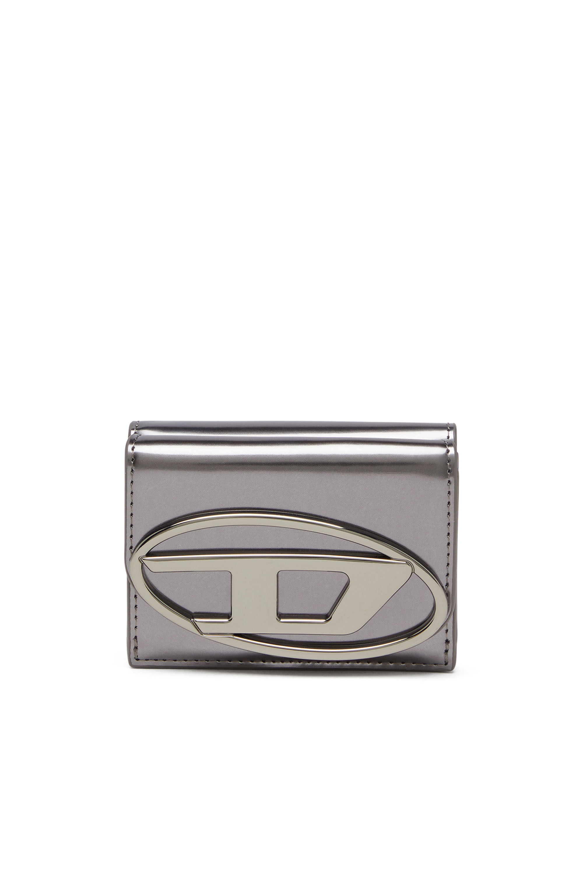 Diesel - 1DR TRI FOLD COIN XS II, Cartera que se pliega en tres de cuero espejado Mujer in Gris - 1