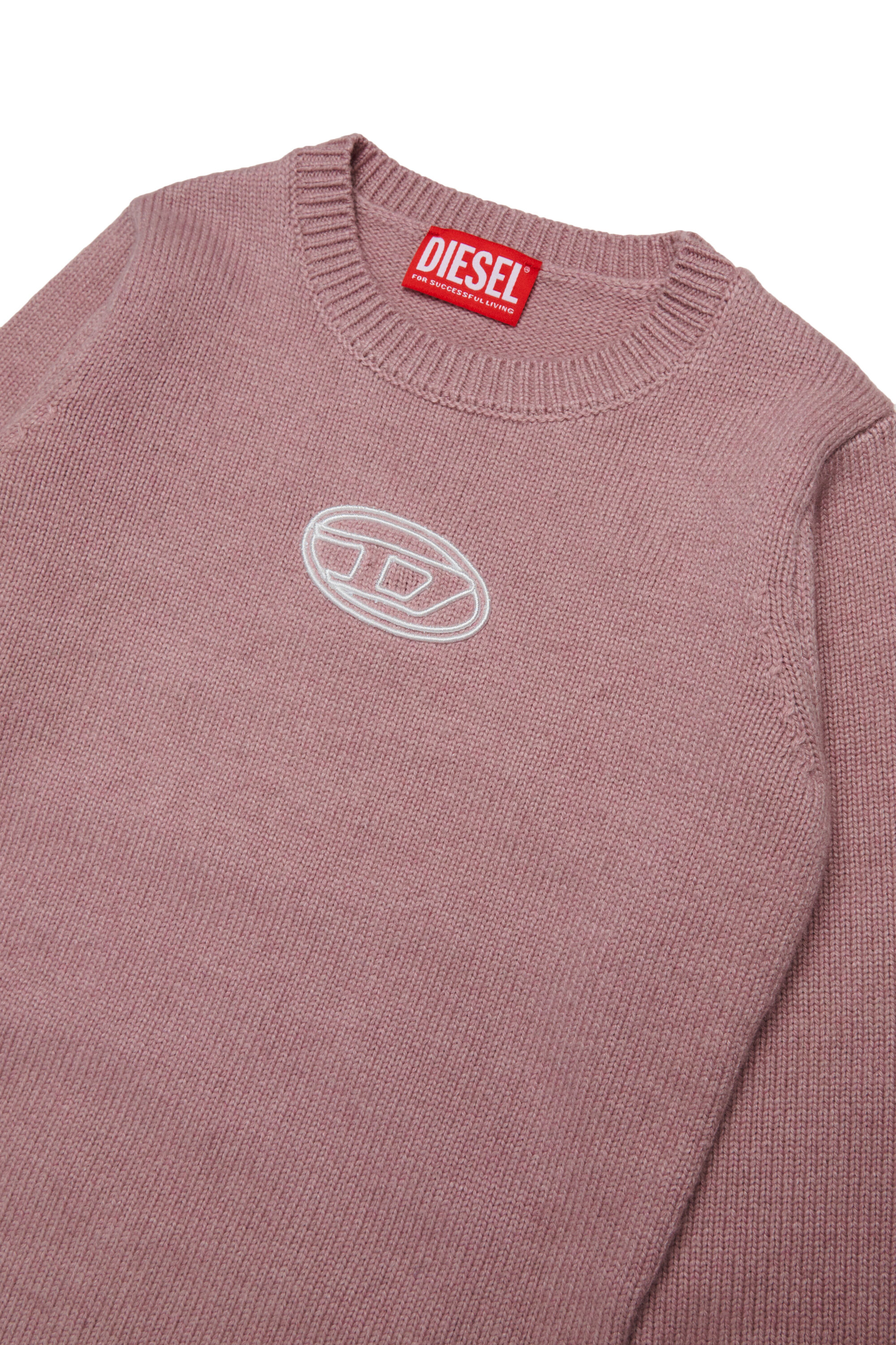 Diesel - DIRMY, Vestido de mezcla de lana con logo bordado Mujer in Rosa - 3