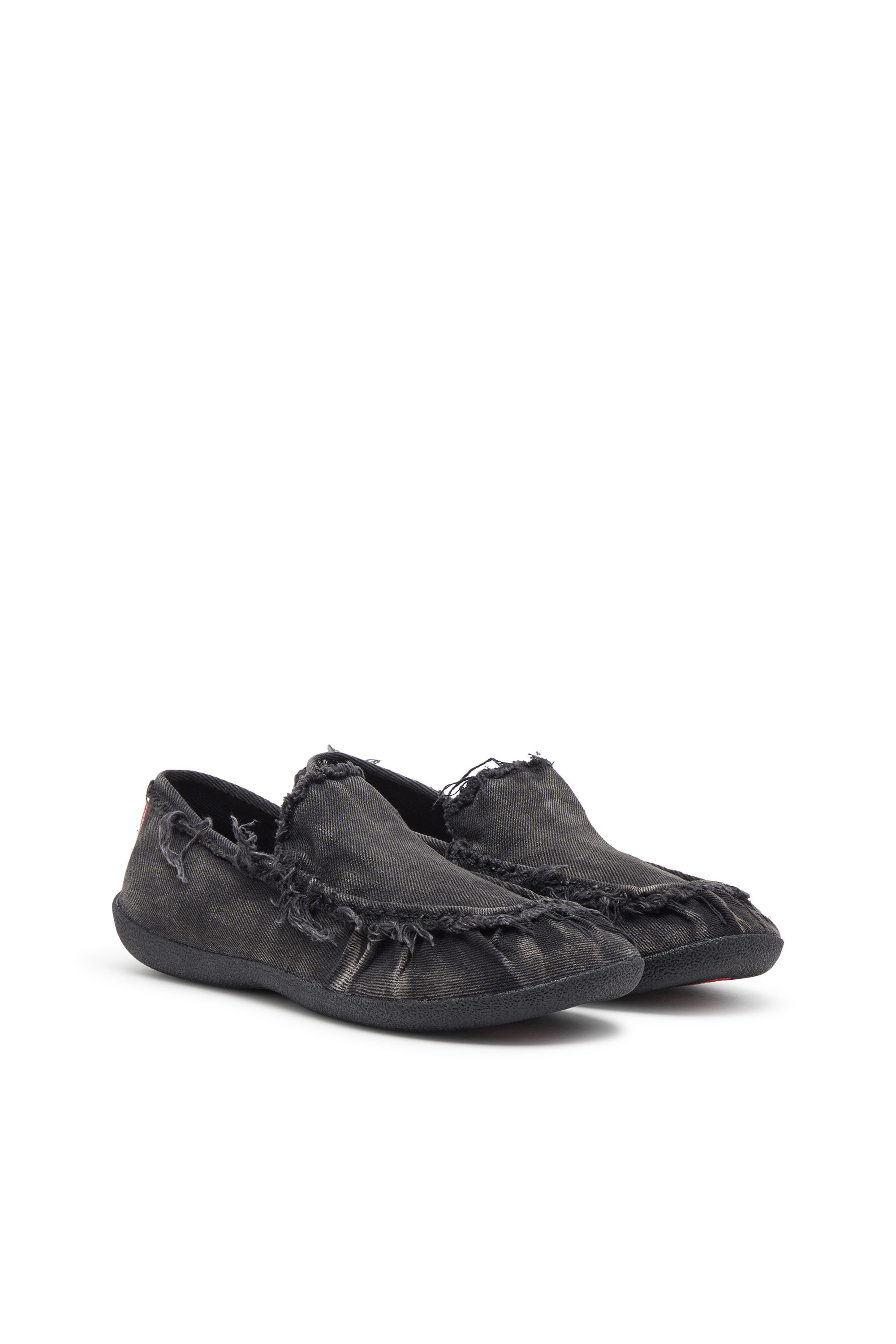 Diesel - D-SHOCK MOC, D-Shock-Mocasines de denim desgastado Hombre in Negro - 2