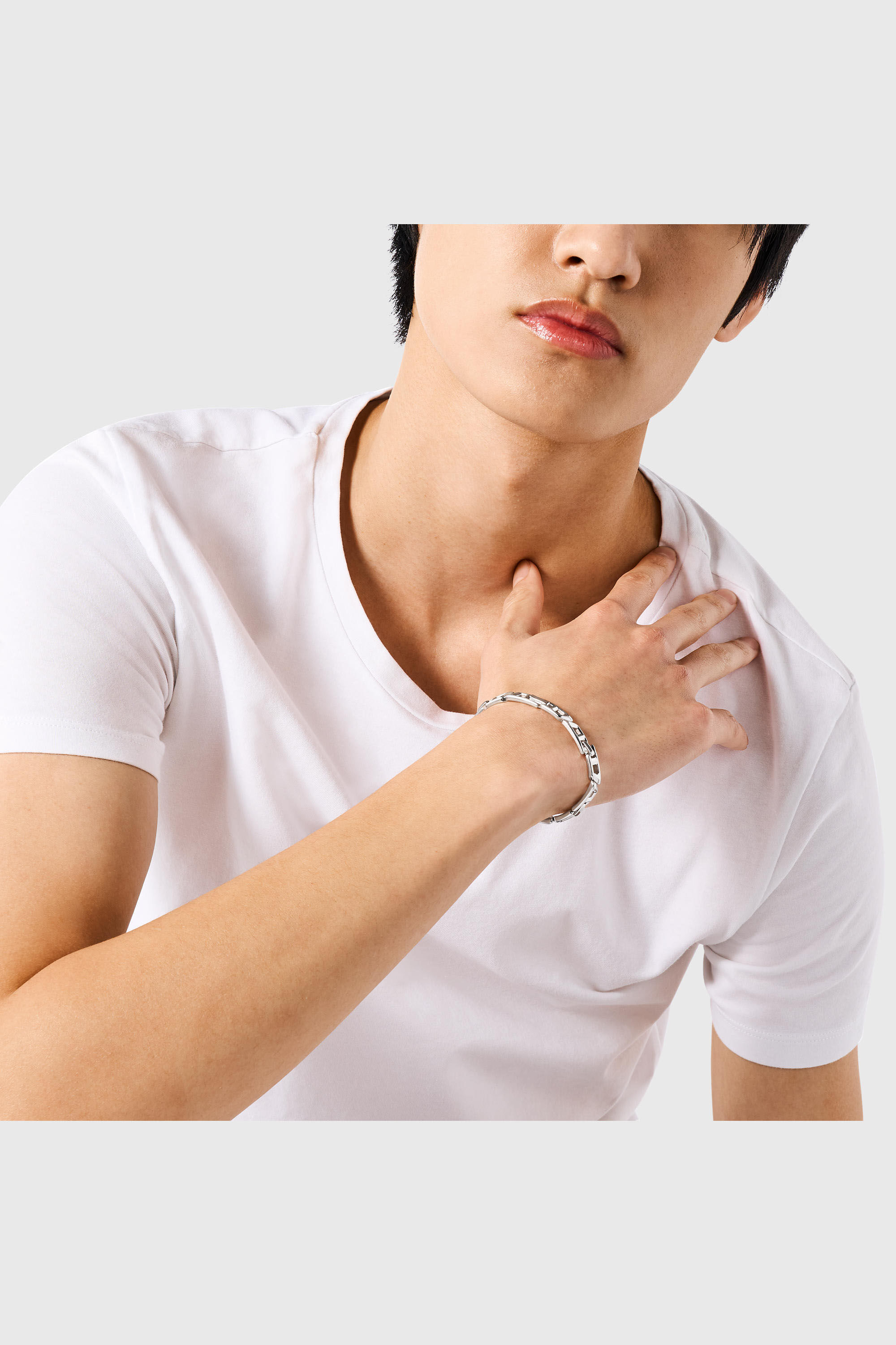 Diesel - DL1350040 STERLING SILVER JEWEL, Pulsera de eslabones con el logotipo D de plata esterlina Unisex in Plateado - 4