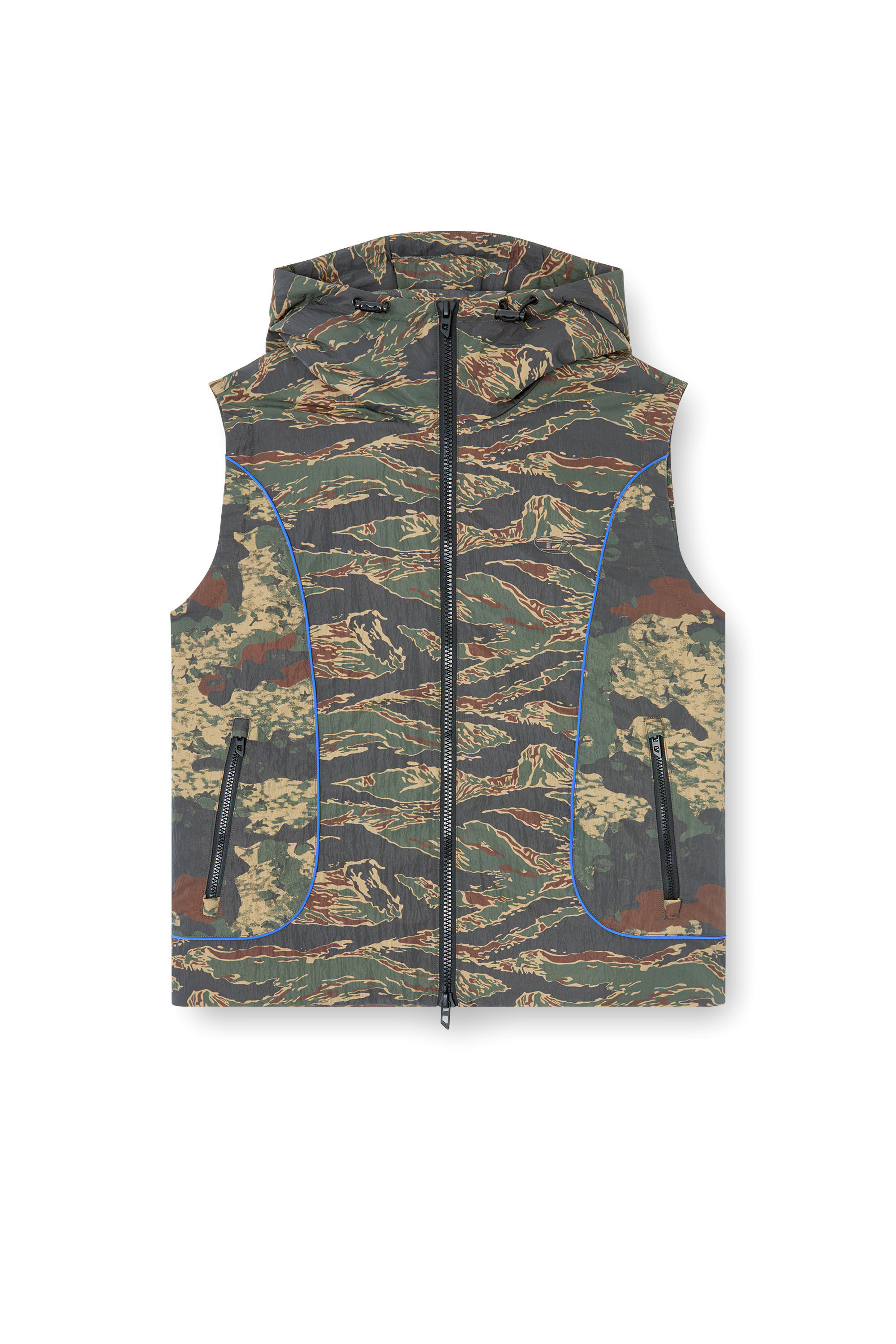 Diesel - J-OSTEND-SL-CAMU, Chaleco con capucha y mezcla de estampados de camuflaje Hombre in Multicolor - 2
