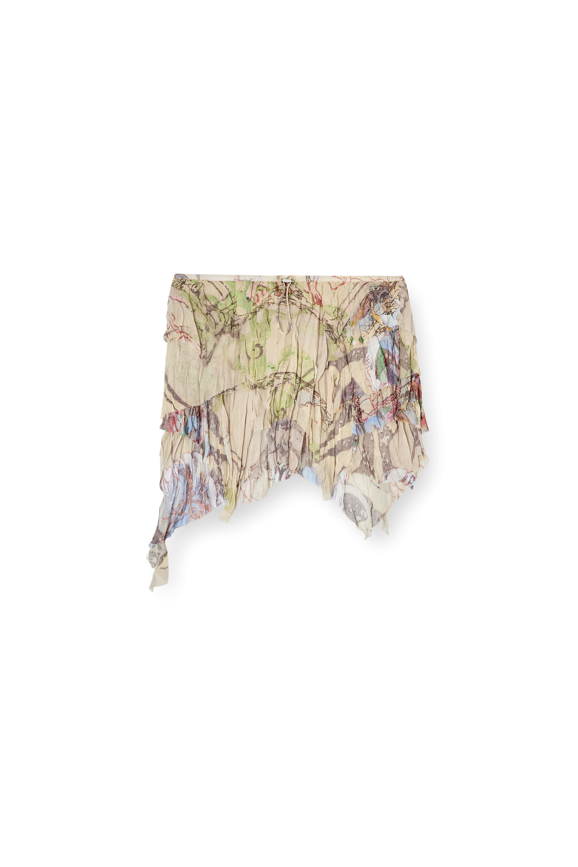 Diesel - O-SILLA, Falda arrugada estampado medieval mixto Mujer in Beige - 2