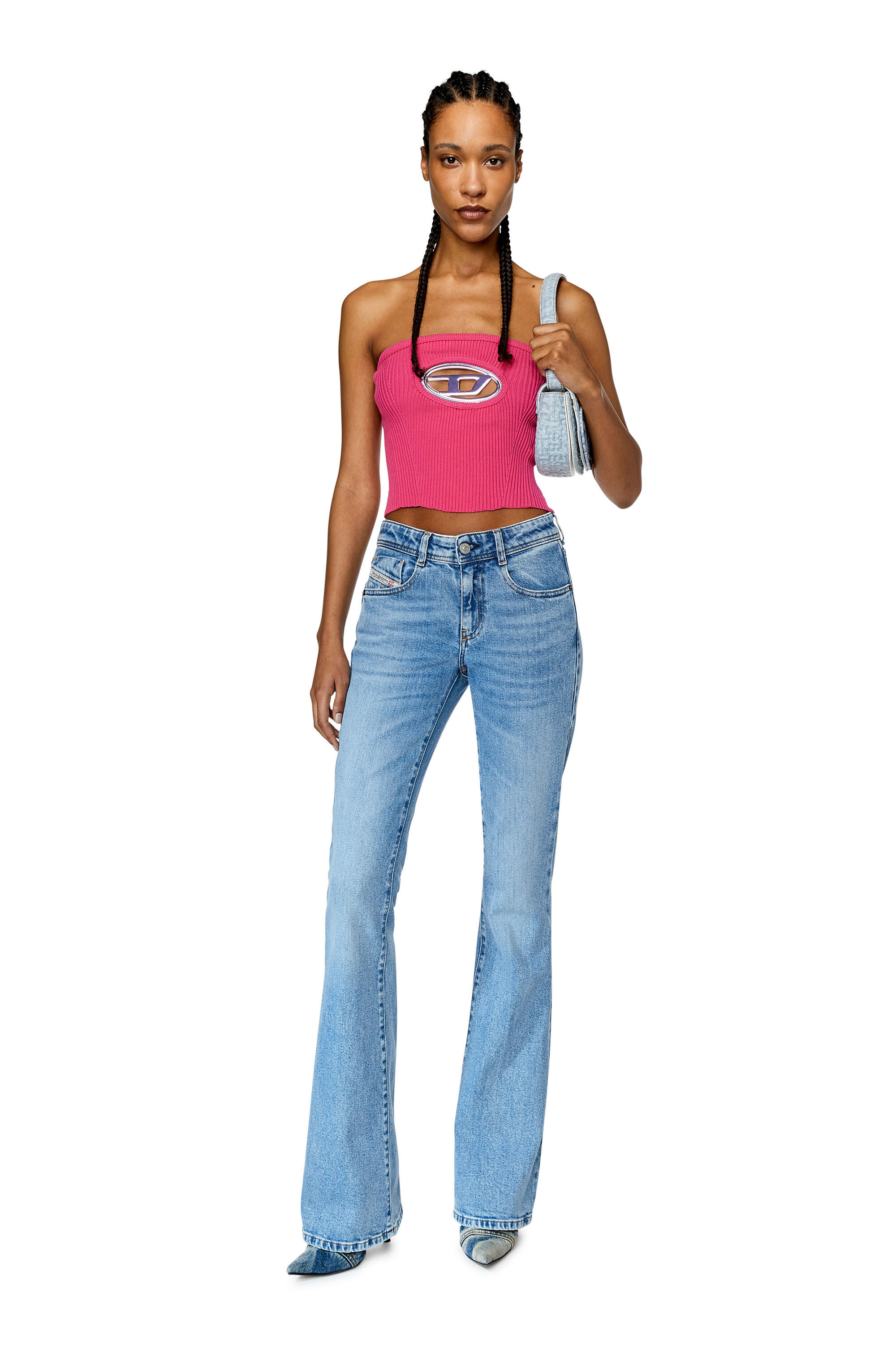 Women's Bandeau top with oval D plaque | Pink | Diesel