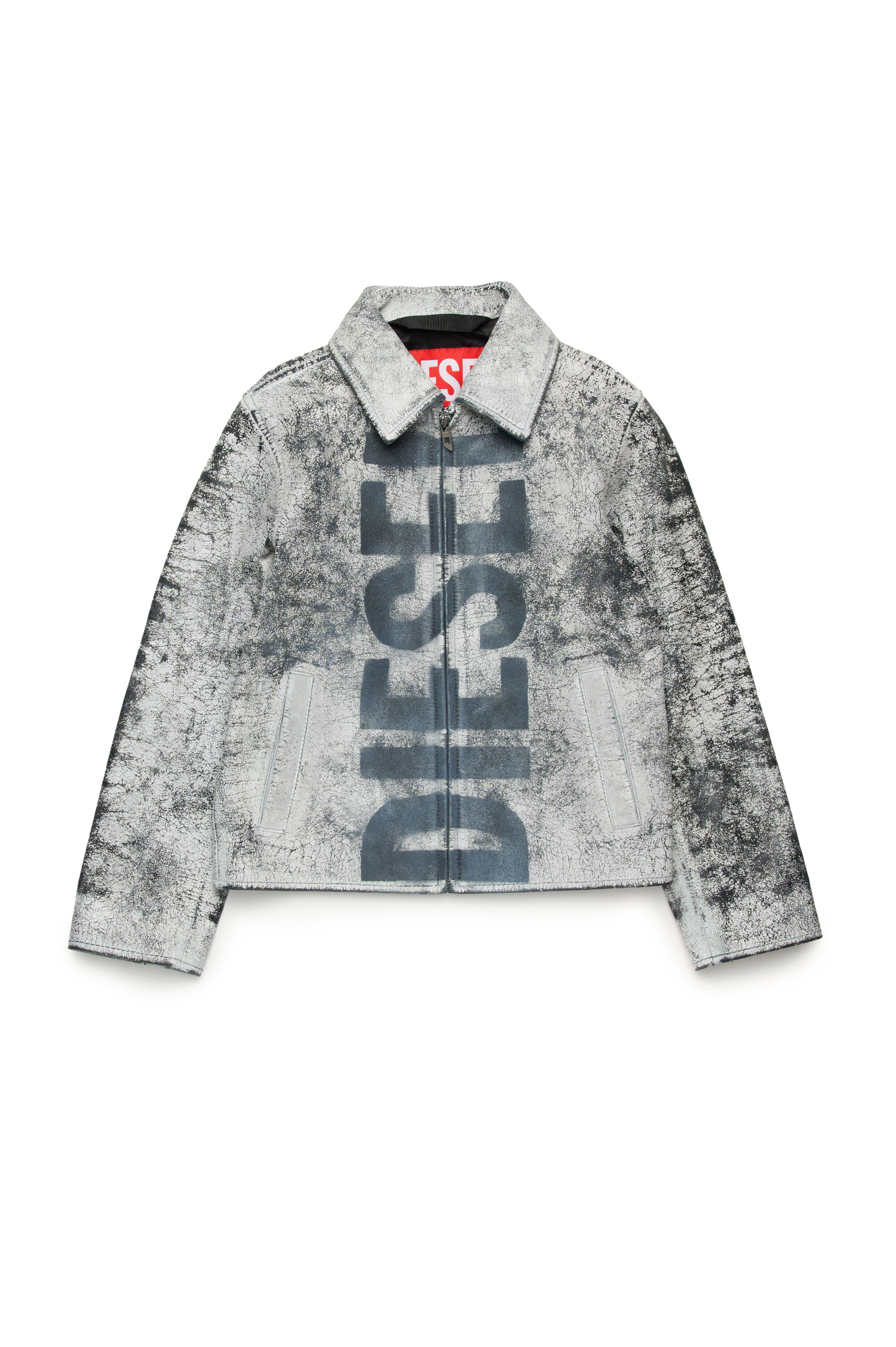 Diesel - JLPYLONA, Chaqueta de cuero con revestimiento agrietado Hombre in Gris - 1