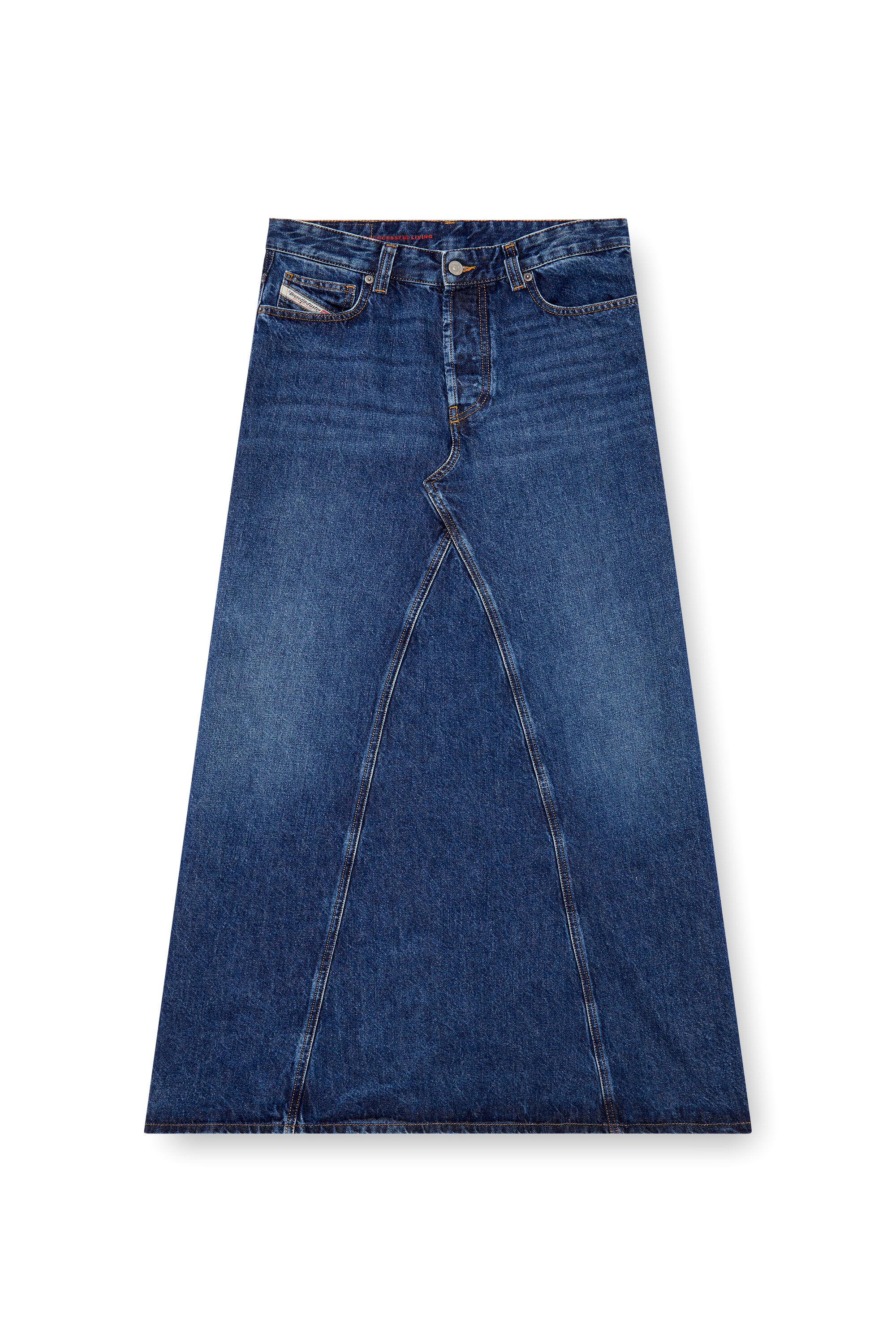 Diesel - DE-PAGO, Falda larga de denim Mujer in Azul marino - 1