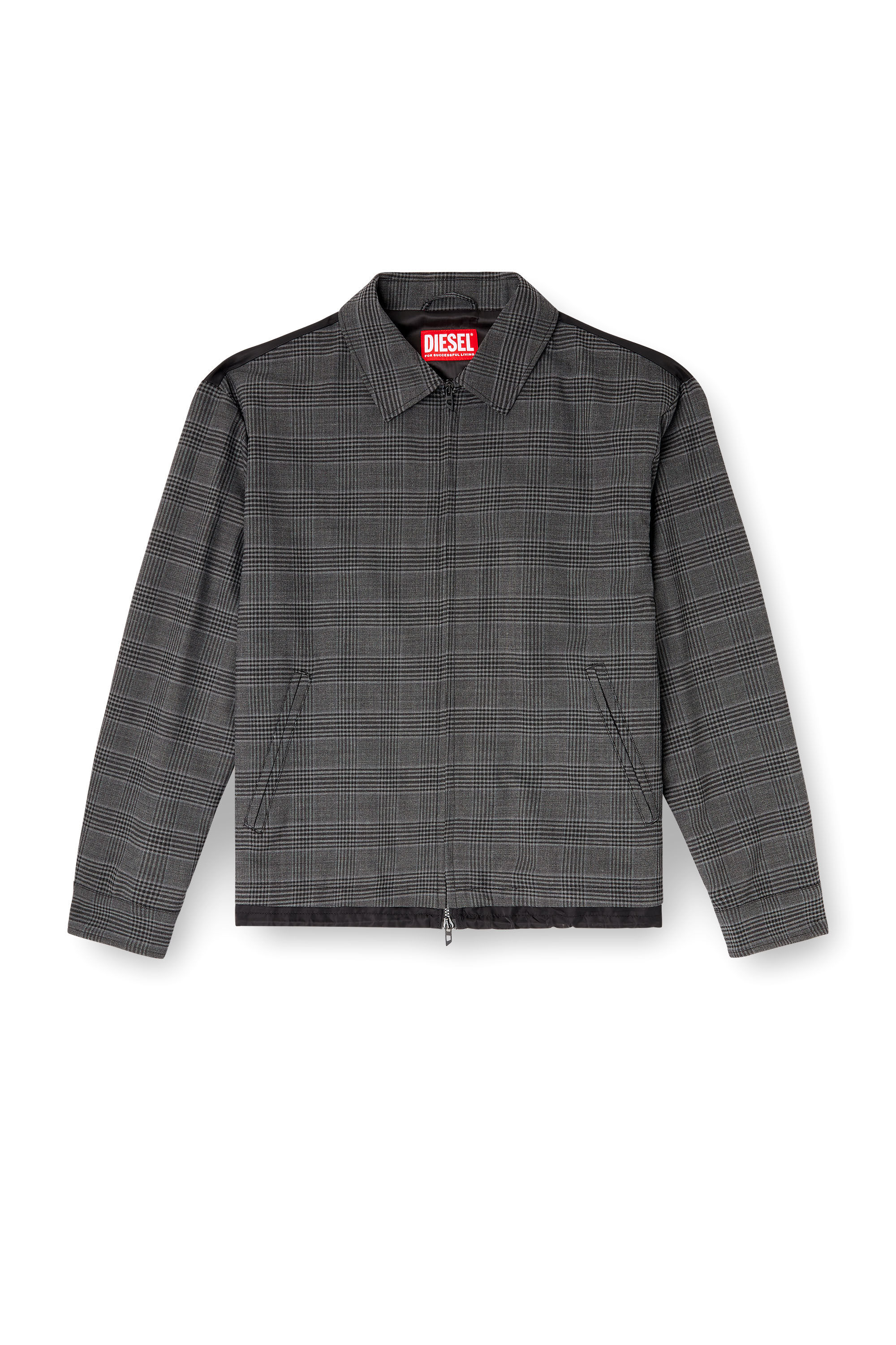 Diesel - J-TING, Chaqueta estilo coach en mezcla de lana príncipe de Gales y satén Hombre in Multicolor - 2