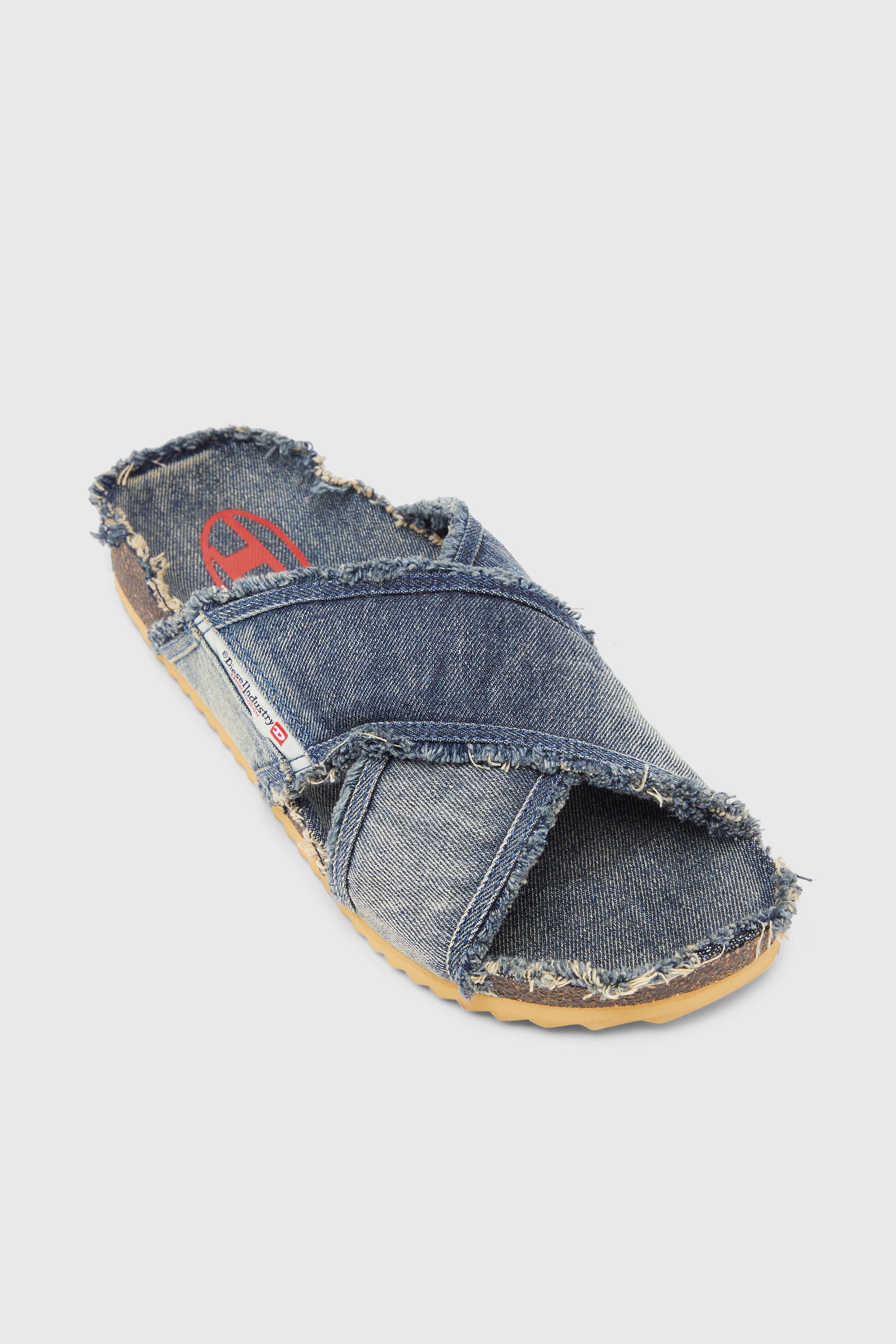 Men's D-Woodstock-Crossover slides in frayed denim | Blue | Diesel ES