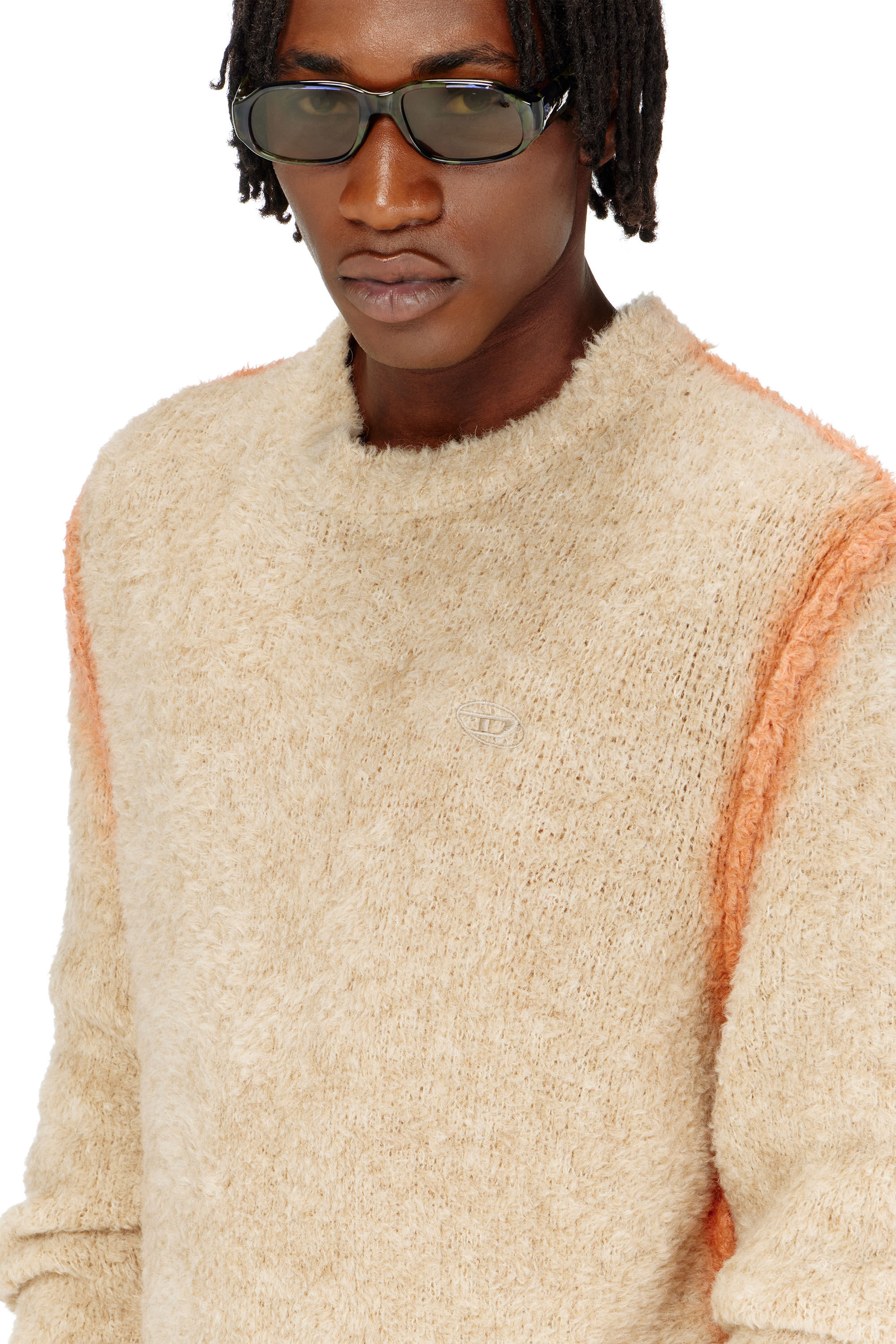 Diesel - K-RIMI, Jersey de mezcla de alpaca con costuras te&ntilde;idas efecto spray Hombre in Marr&oacute;n - 5