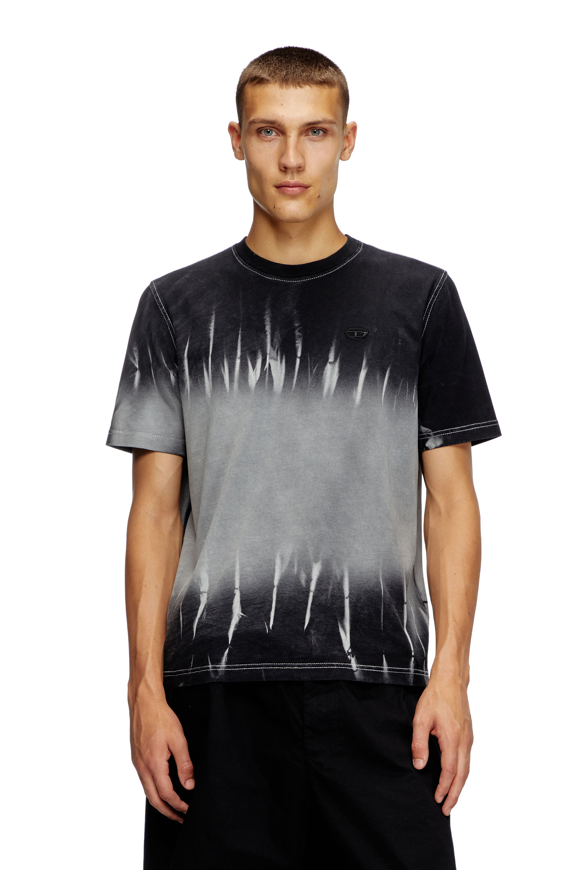 Diesel - T-ADJUST-R21, Camiseta teñida con la técnica de tie-dye con logotipo bordado Hombre in Negro - 3