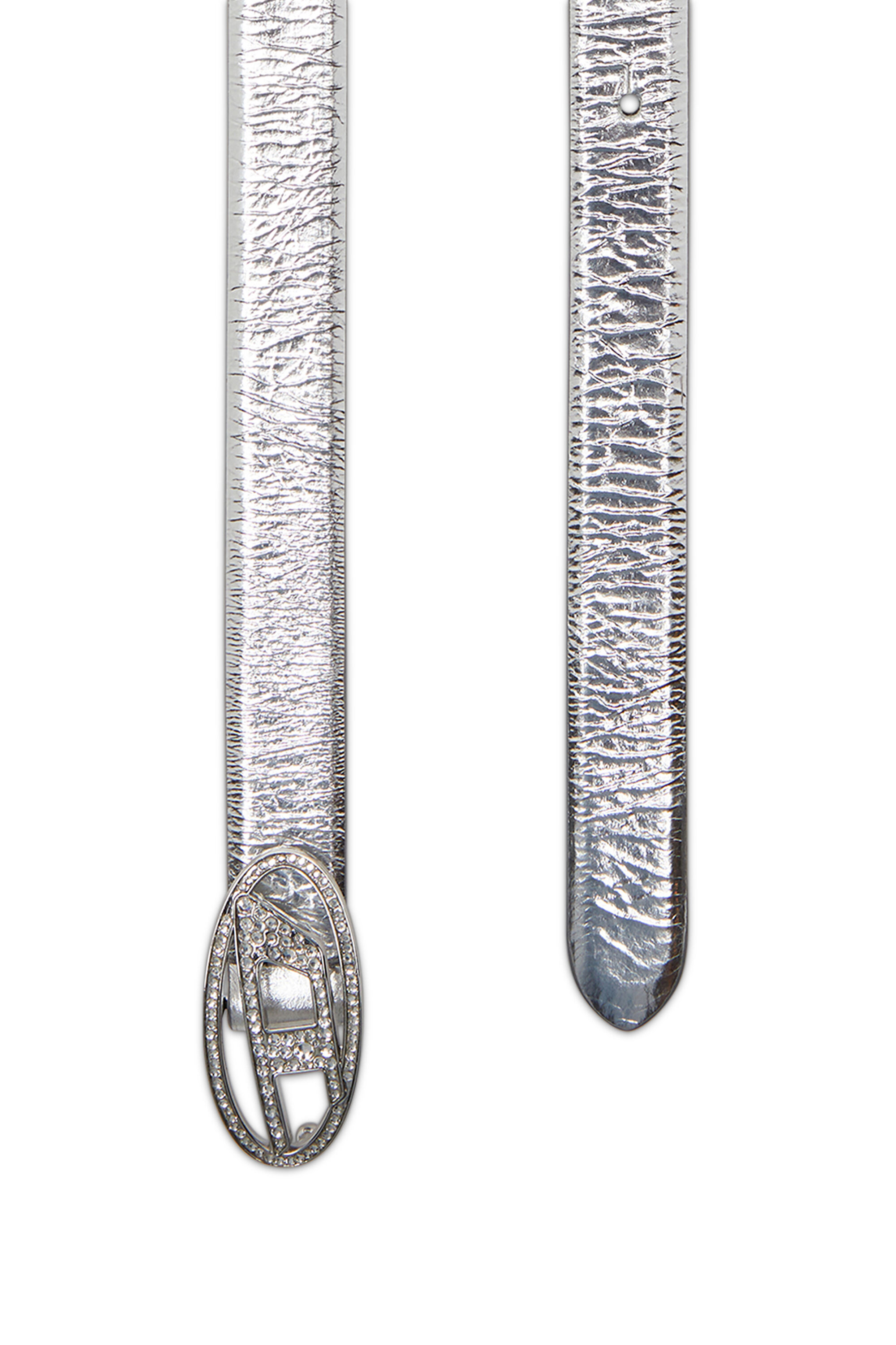 Diesel - B-1DR STRASS 20, Cinturón de cuero de 2 cm con hebilla de cristal Mujer in Plateado - 2