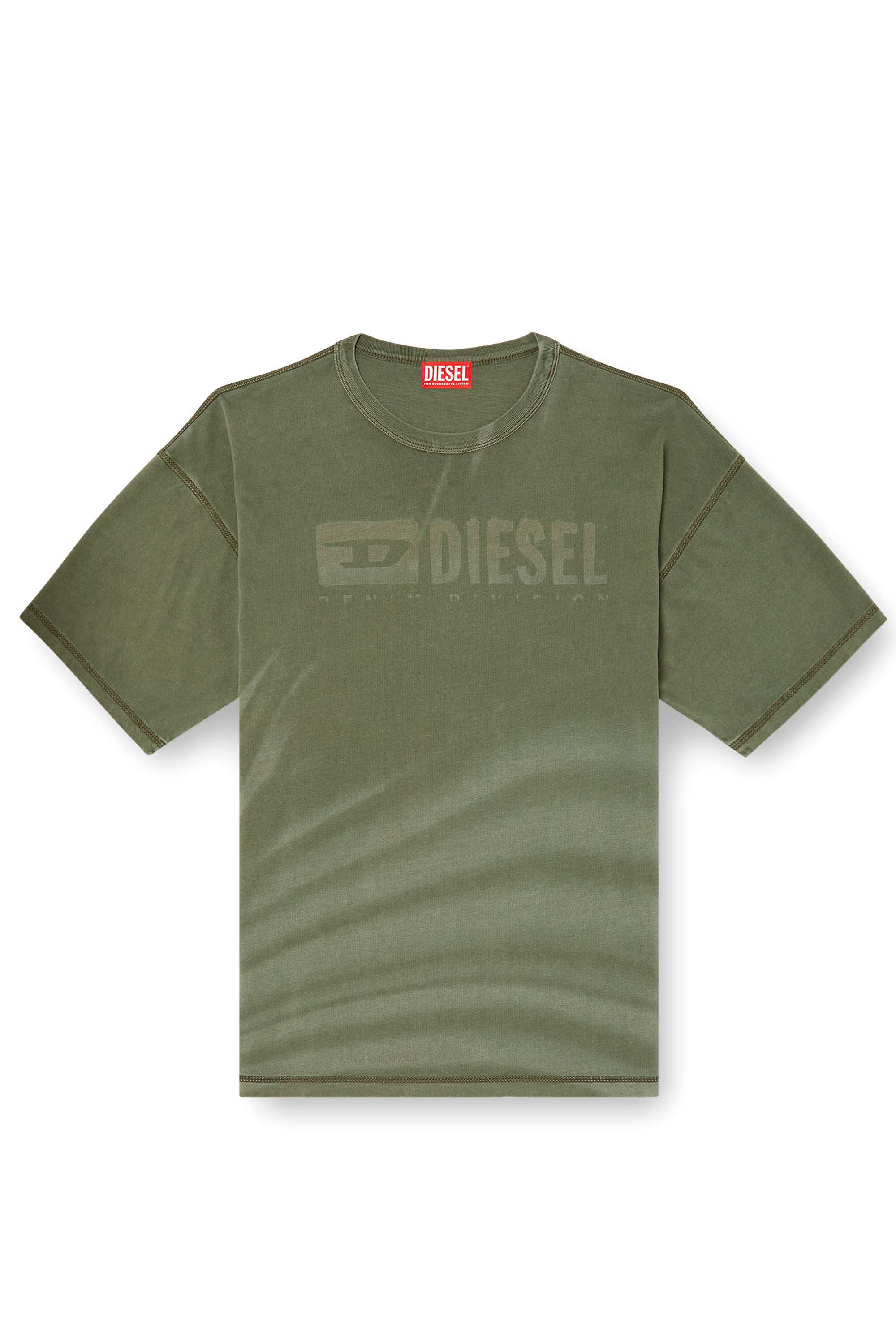 Diesel - T-ADJUST-R13, Camiseta con el logotipo desteñido con láser Hombre in Verde - 2