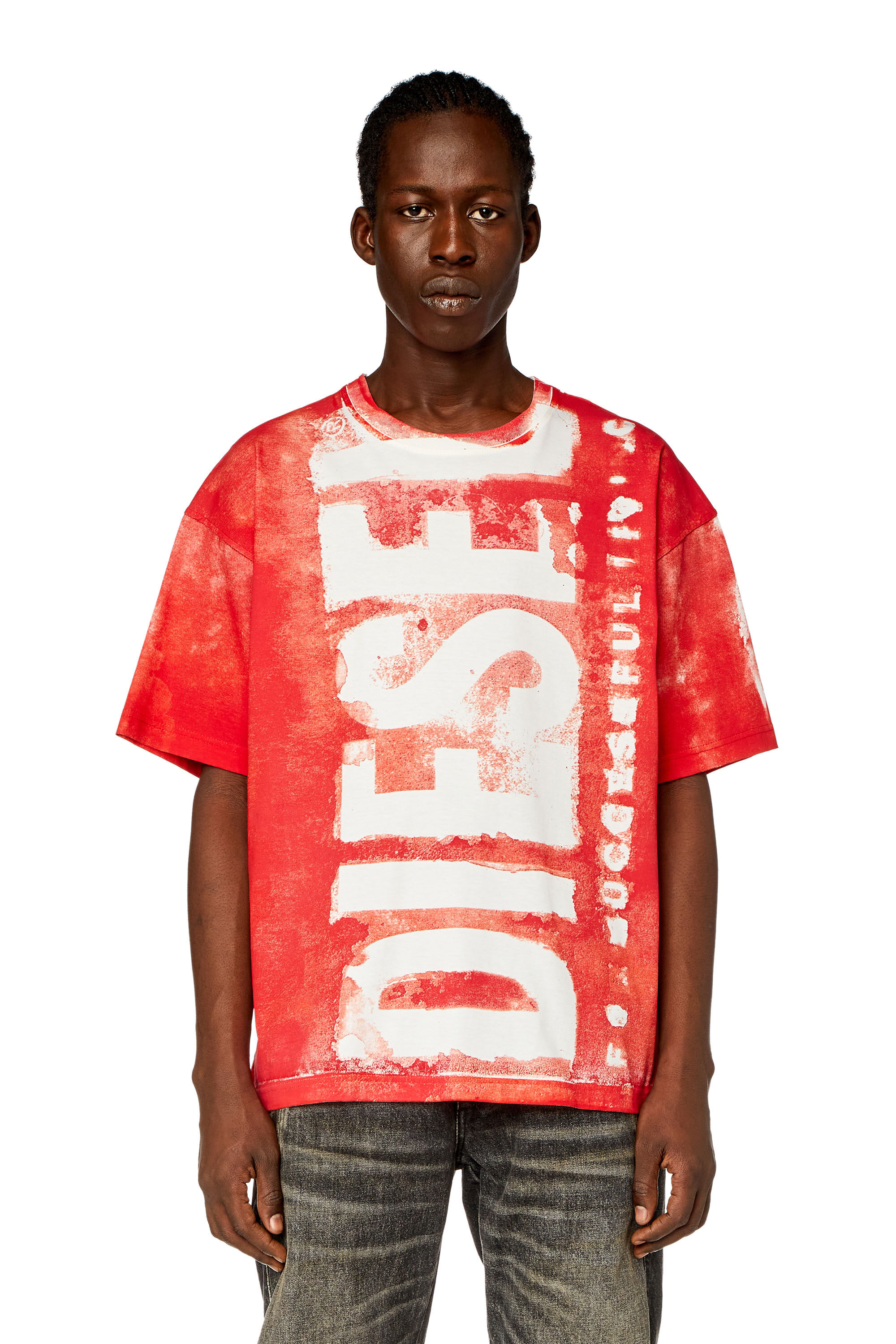 Diesel - T-BOXT-BISC, Camiseta con logotipos desteñidos grandes Hombre in Rojo - 2