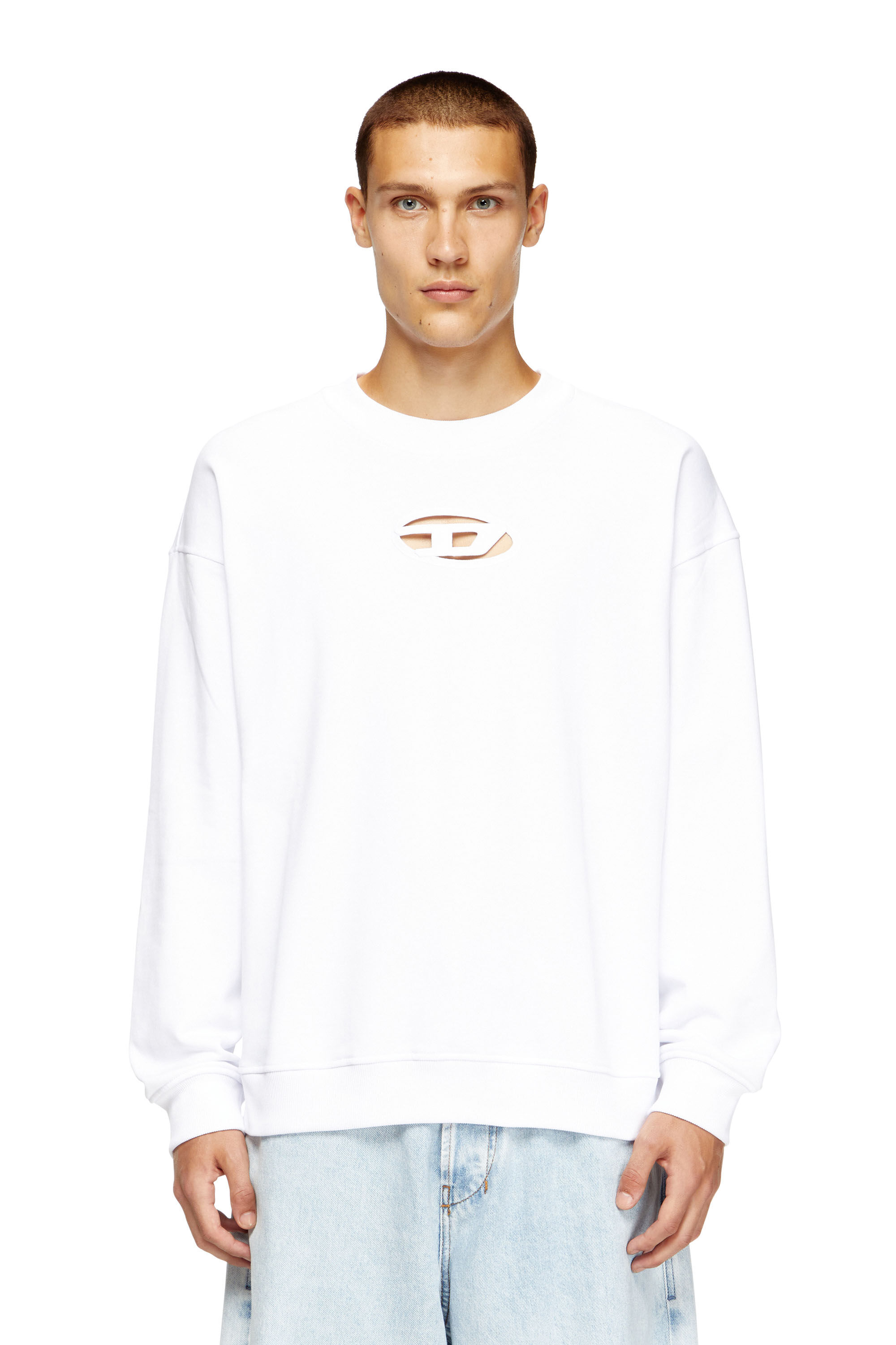 Diesel - S-BOXT-OD, Sudadera con logotipo Oval D recortado Hombre in Blanco - 3