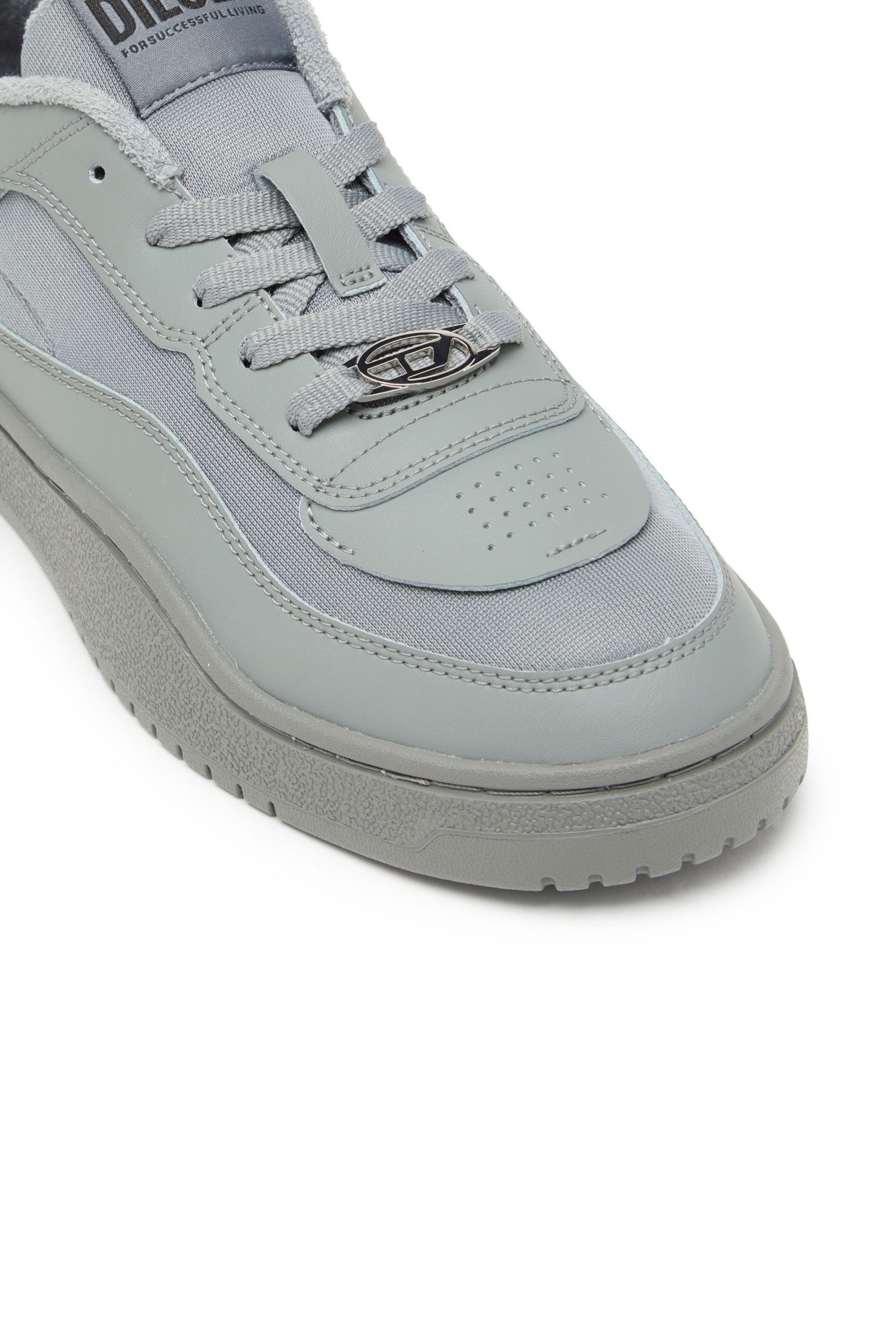 Diesel - S-OVAL SKATE LOW, S-Oval Skate-Deportivas de cuero con paneles de tejido Hombre in Gris - 6