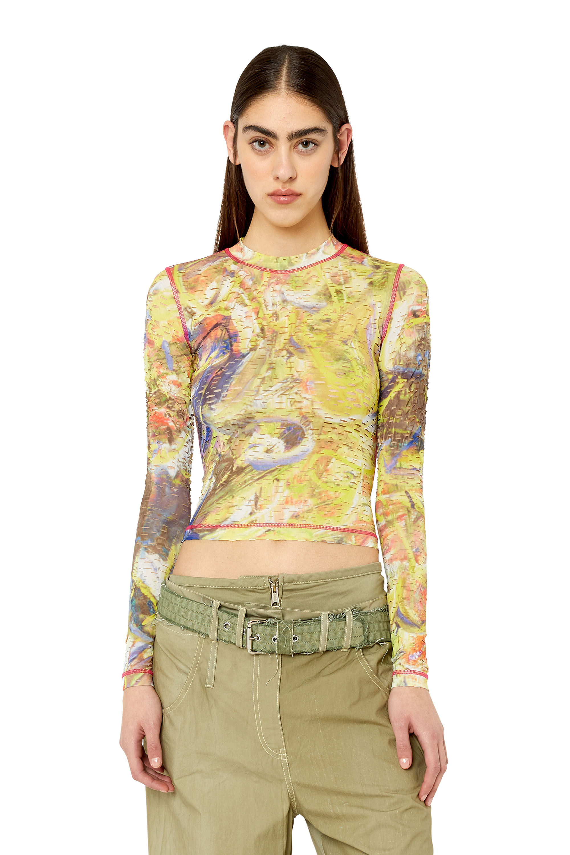 Diesel - T-CLADDY, Top cortado con láser con estampado abstracto Mujer in Multicolor - 3
