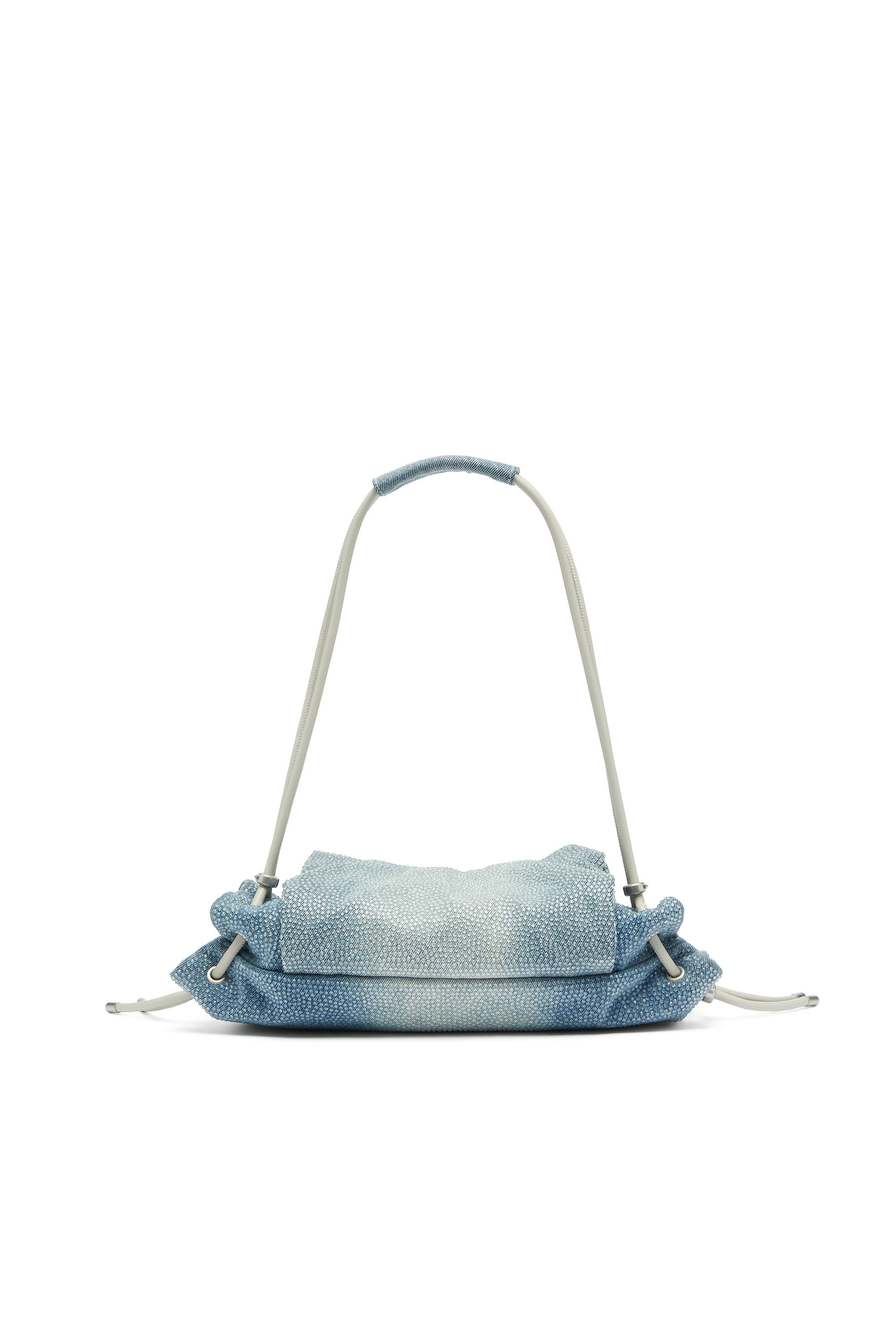 Diesel - SCRUNCH-D SHOULDER S, Scrunch-D - Bolso de hombro denim con cristales transparentes Mujer in Azul marino - 2