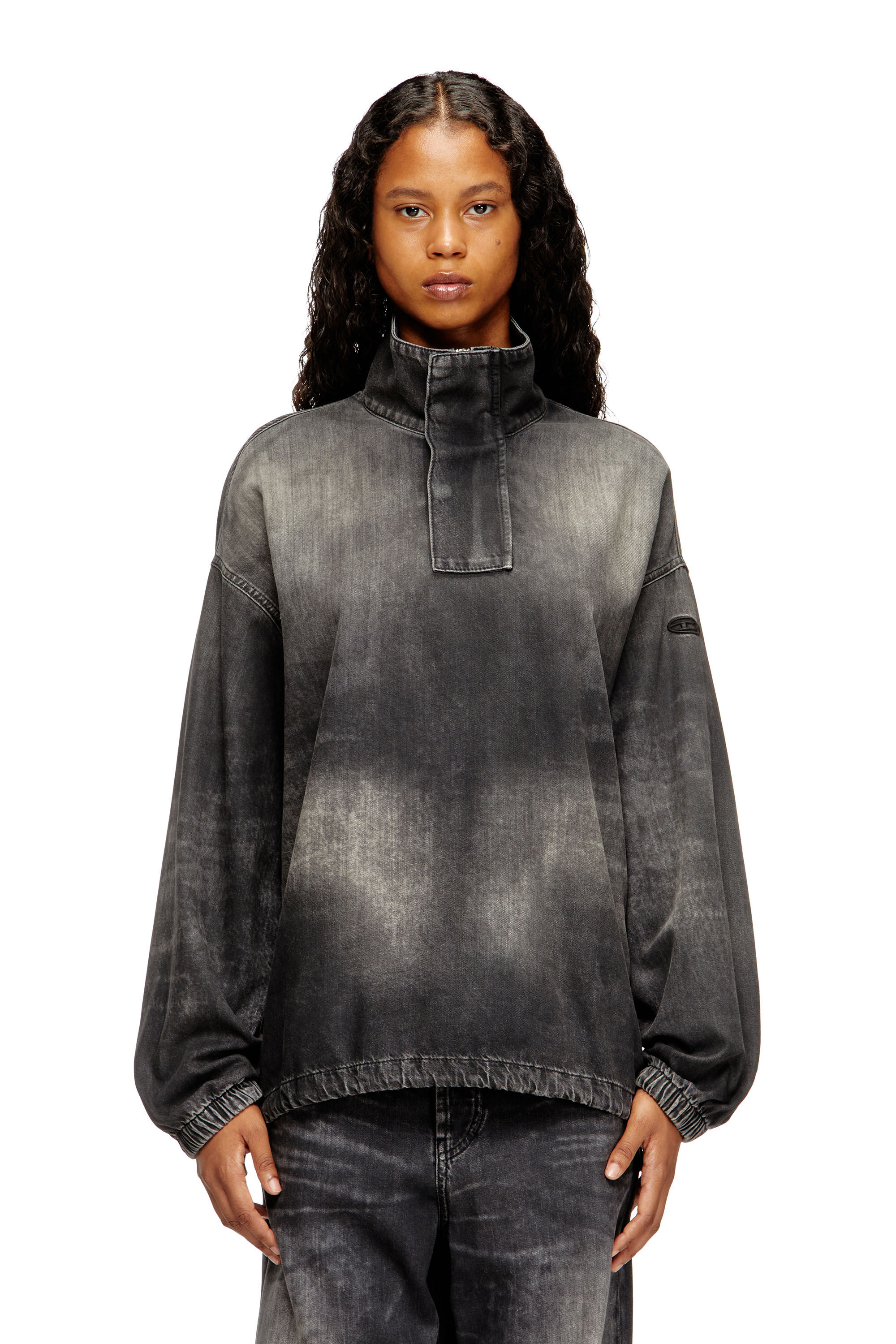 Diesel - D-FLOW-S3, Top de denim con cuello alto Unisex in Negro - 6