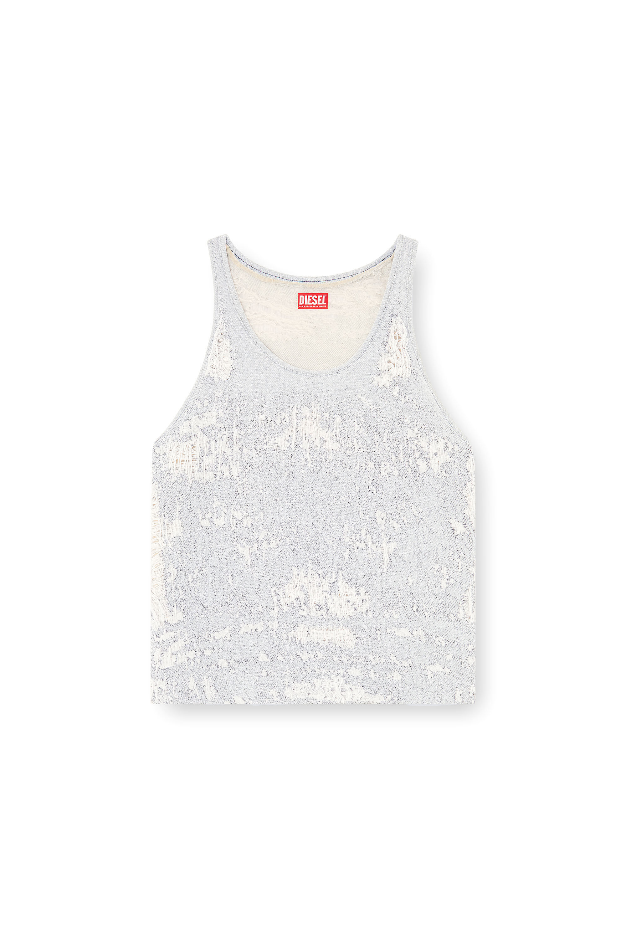 Diesel - DE-DALBY-FSG, Top en denim jacquard ultradestruido Mujer in Azul marino - 2