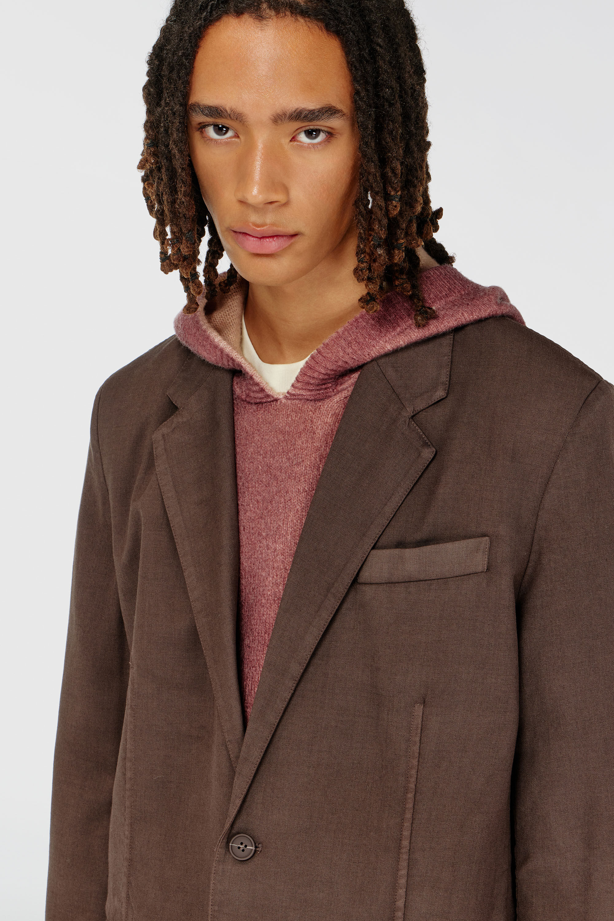 Diesel - J-CREED-AECB, Blazer de lana stretch Hombre in Marr&oacute;n - 5