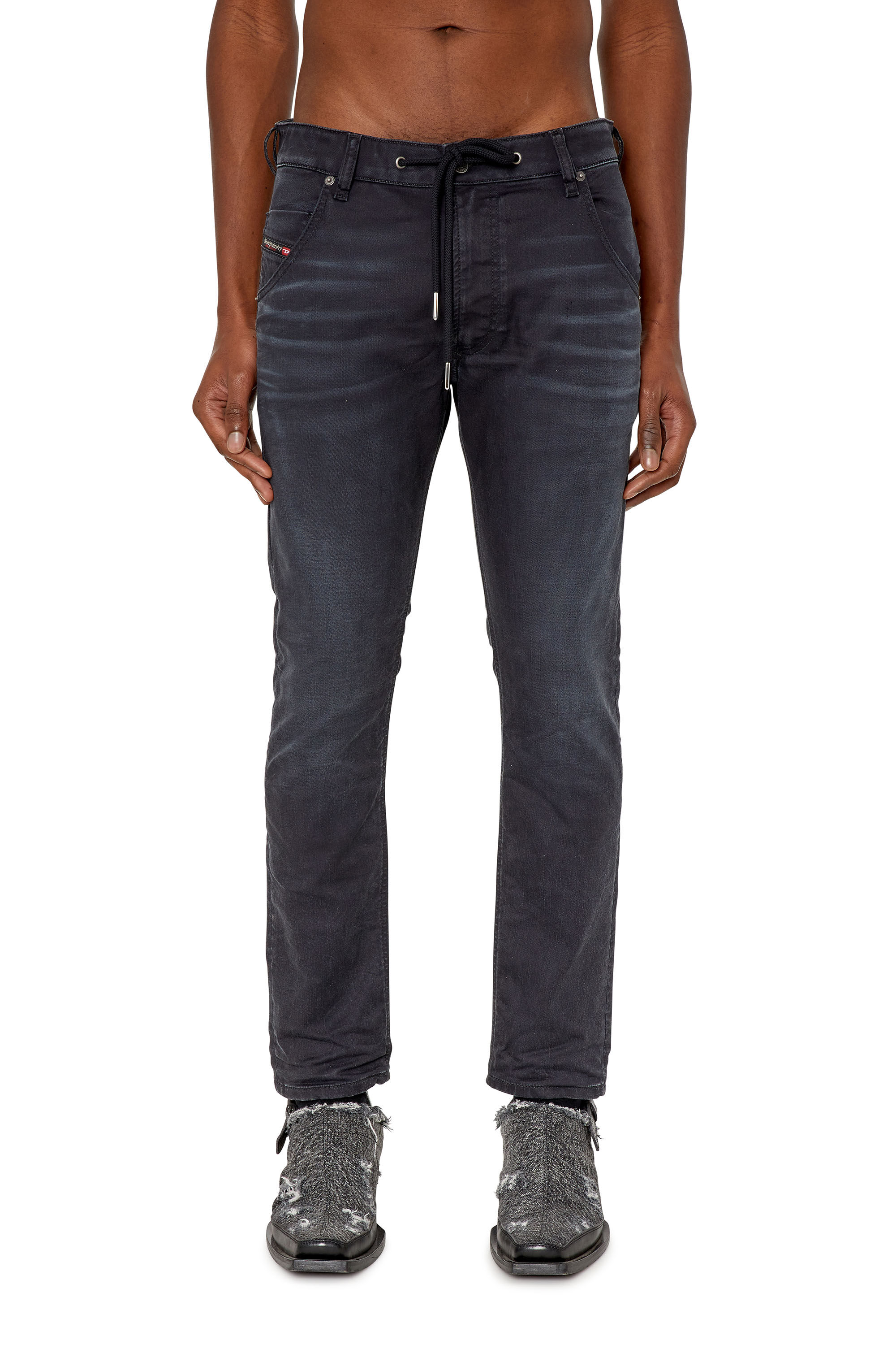 Diesel - Krooley JoggJeans® 068CQ Tapered, Negro/Gris oscuro - Image 3