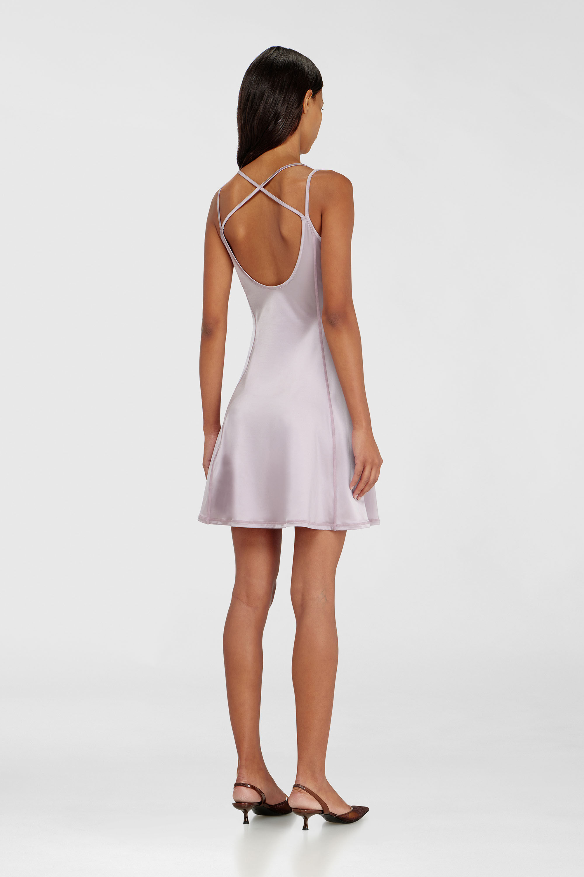 Diesel - D-IMMY, Vestido mini fluido con tirantes dobles Mujer in Morado - 4