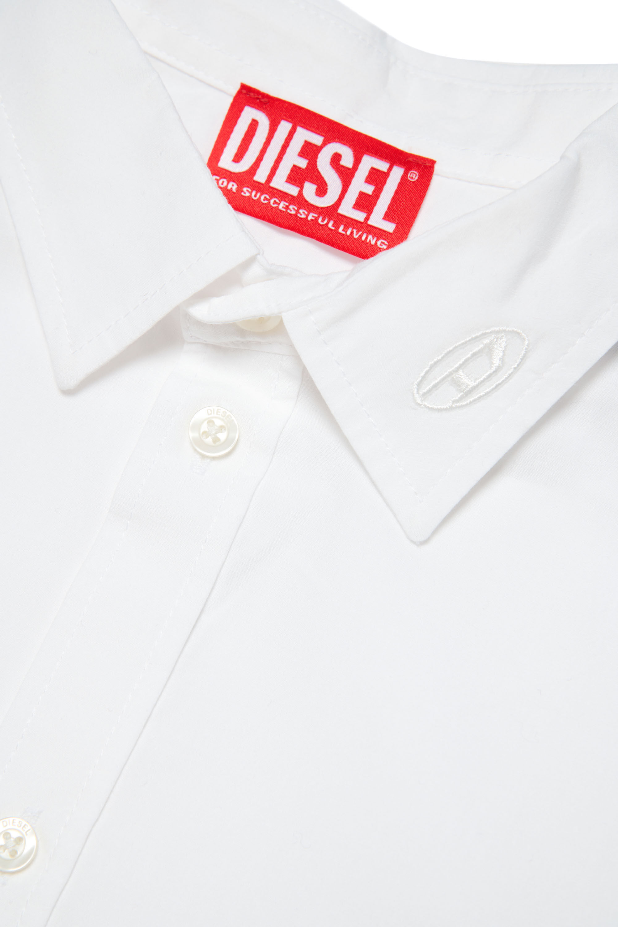 Diesel - CPING, Camisa de popelín de algodón con cuello con el logotipo Hombre in Blanco - 3