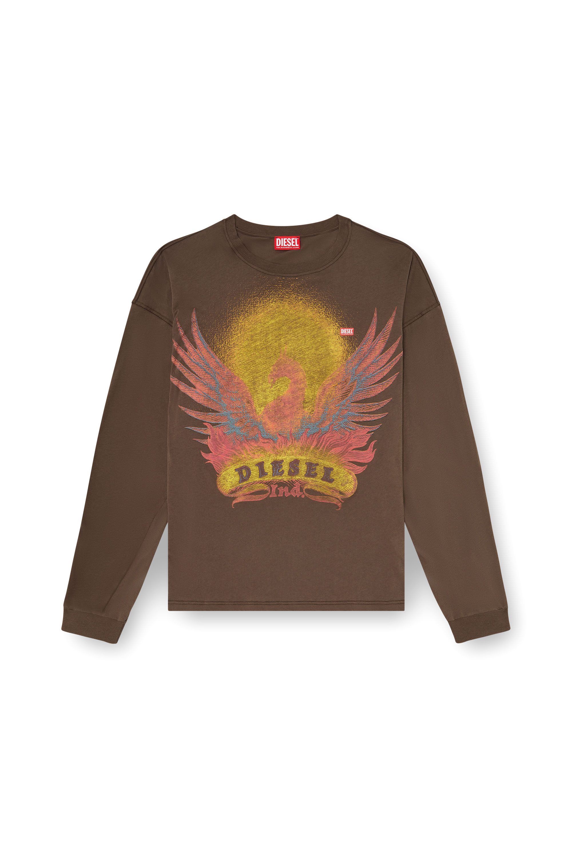 Diesel - T-BOXT-LS-AA1, Camiseta de manga larga con gr&aacute;fico de Phoenix Hombre in Marr&oacute;n - 2