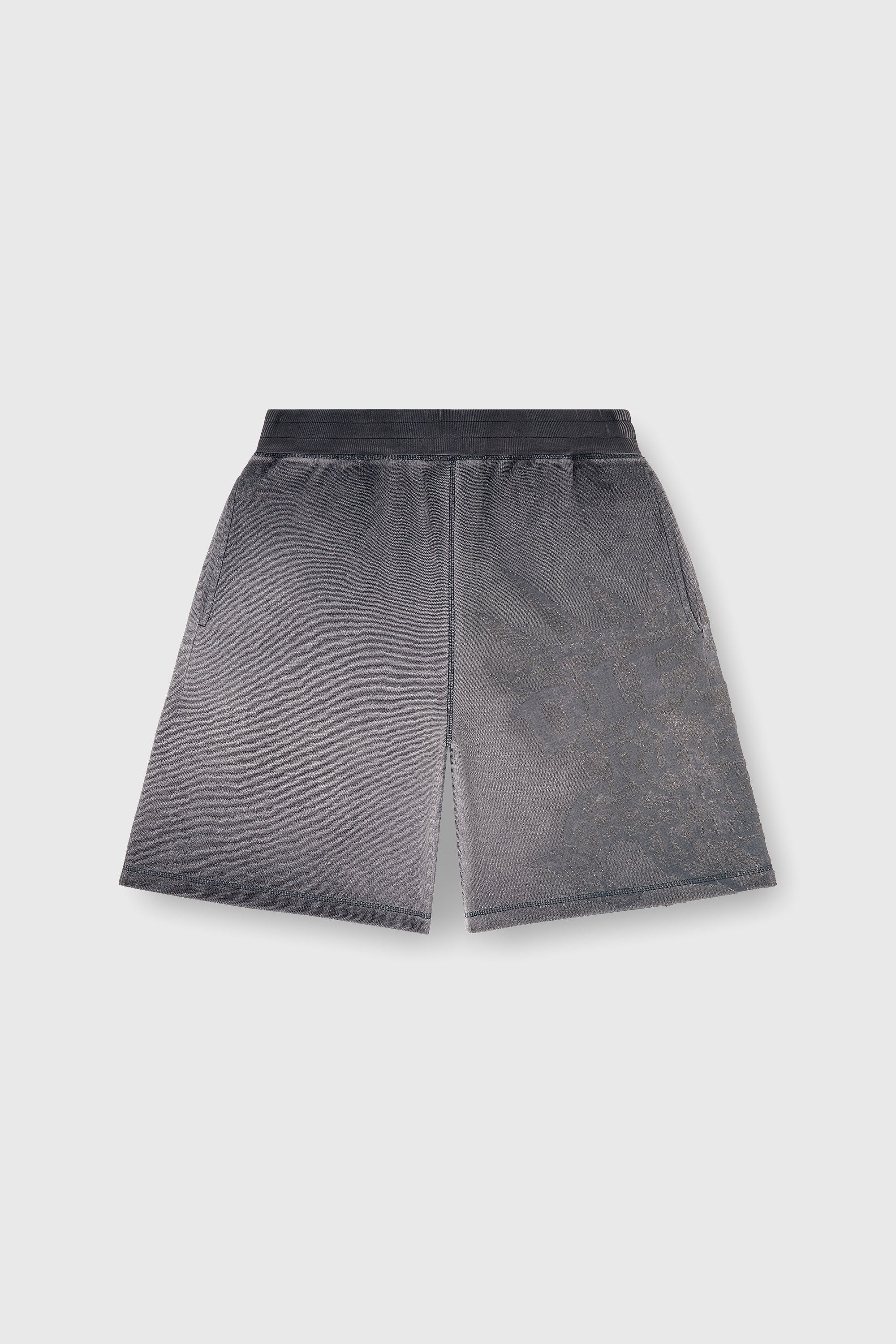 Diesel - P-RAWCROW, Pantalones cortos tipo sudadera con motivos devor&eacute; Hombre in Gris - 2