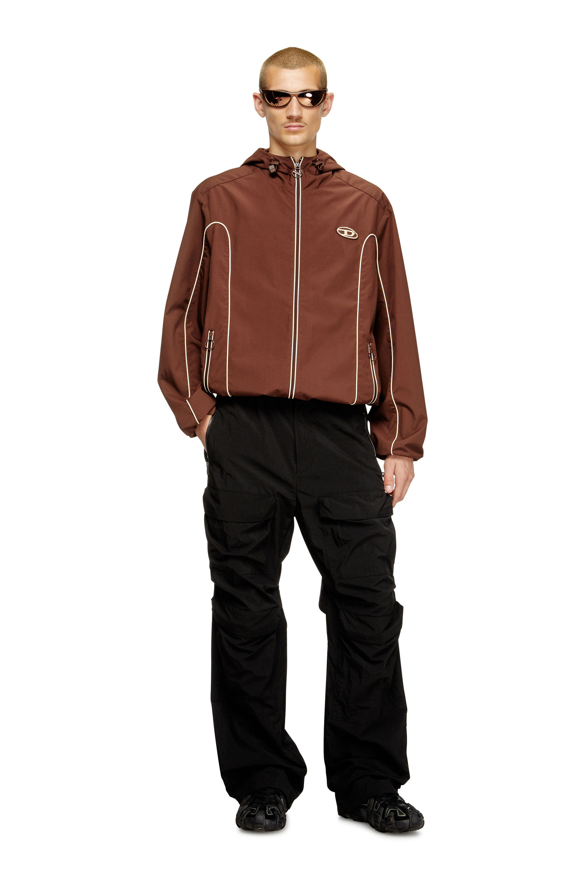 Diesel - J-HIVES, Anorak con ribetes contrastantes Hombre in Marrón - 1