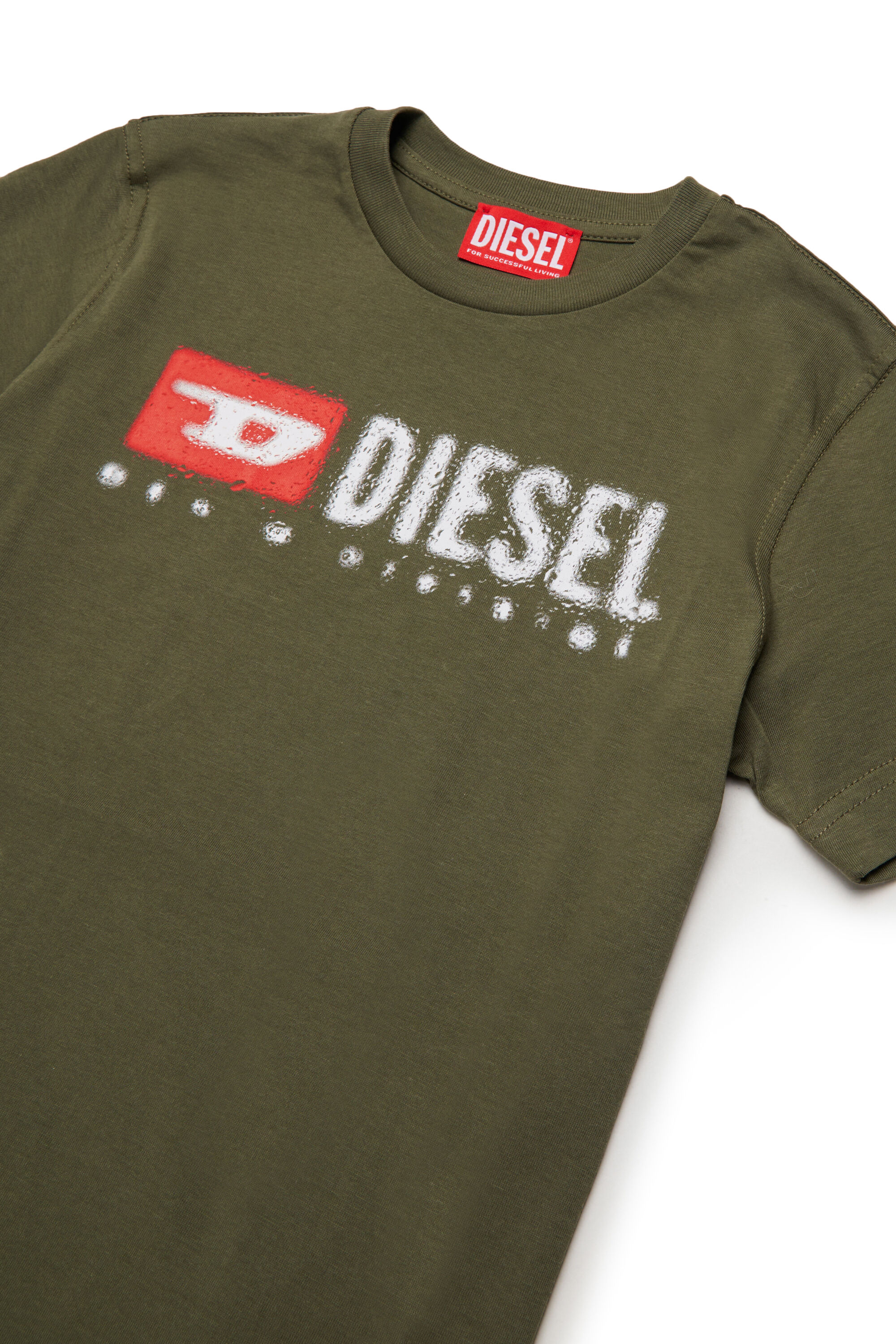 Diesel - TADJUSTK14, Camiseta de algodón con logo estampado Hombre in Verde - 3