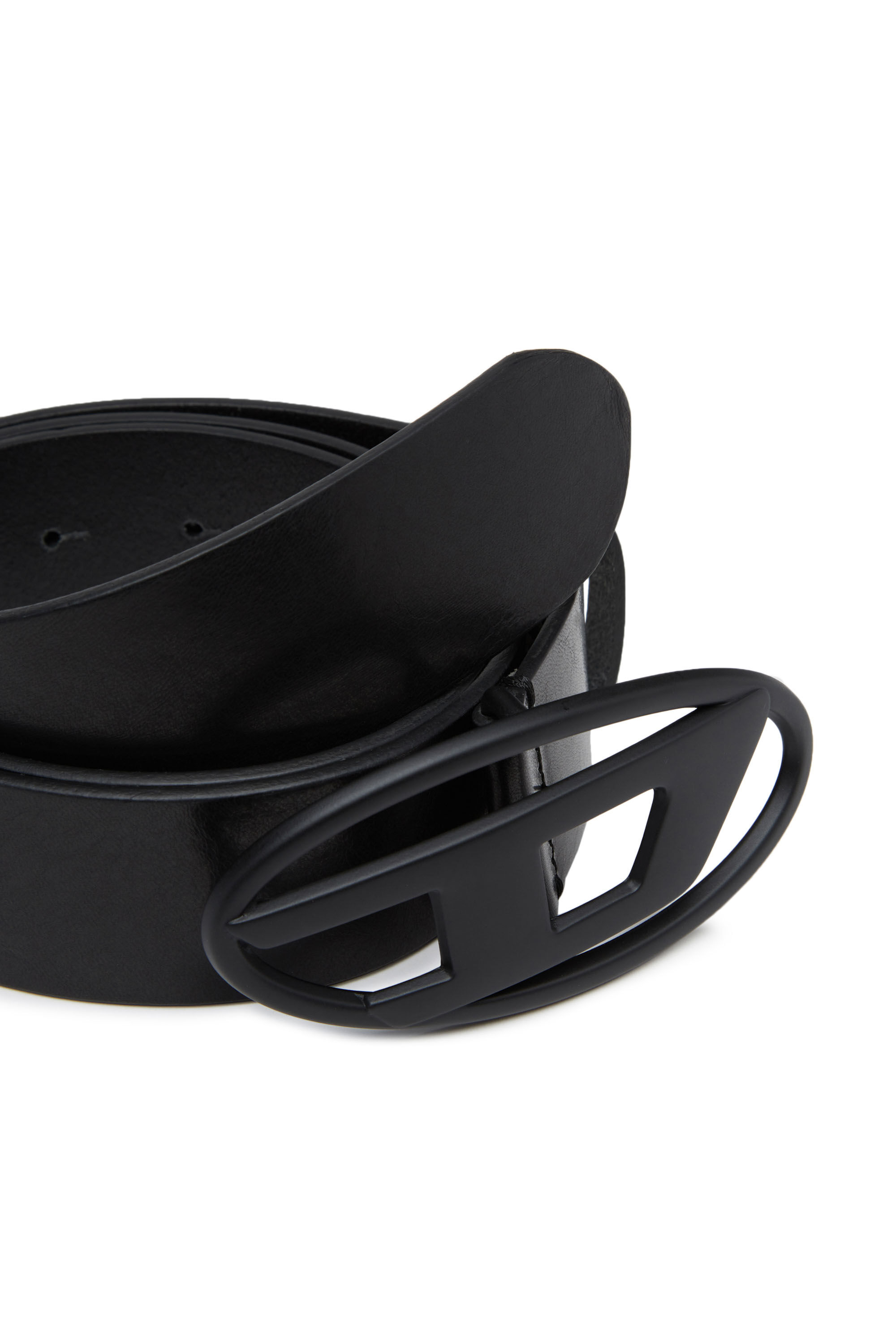 Diesel - B-1DR, Unisex Leather belt with tonal buckle in Black - Image 3