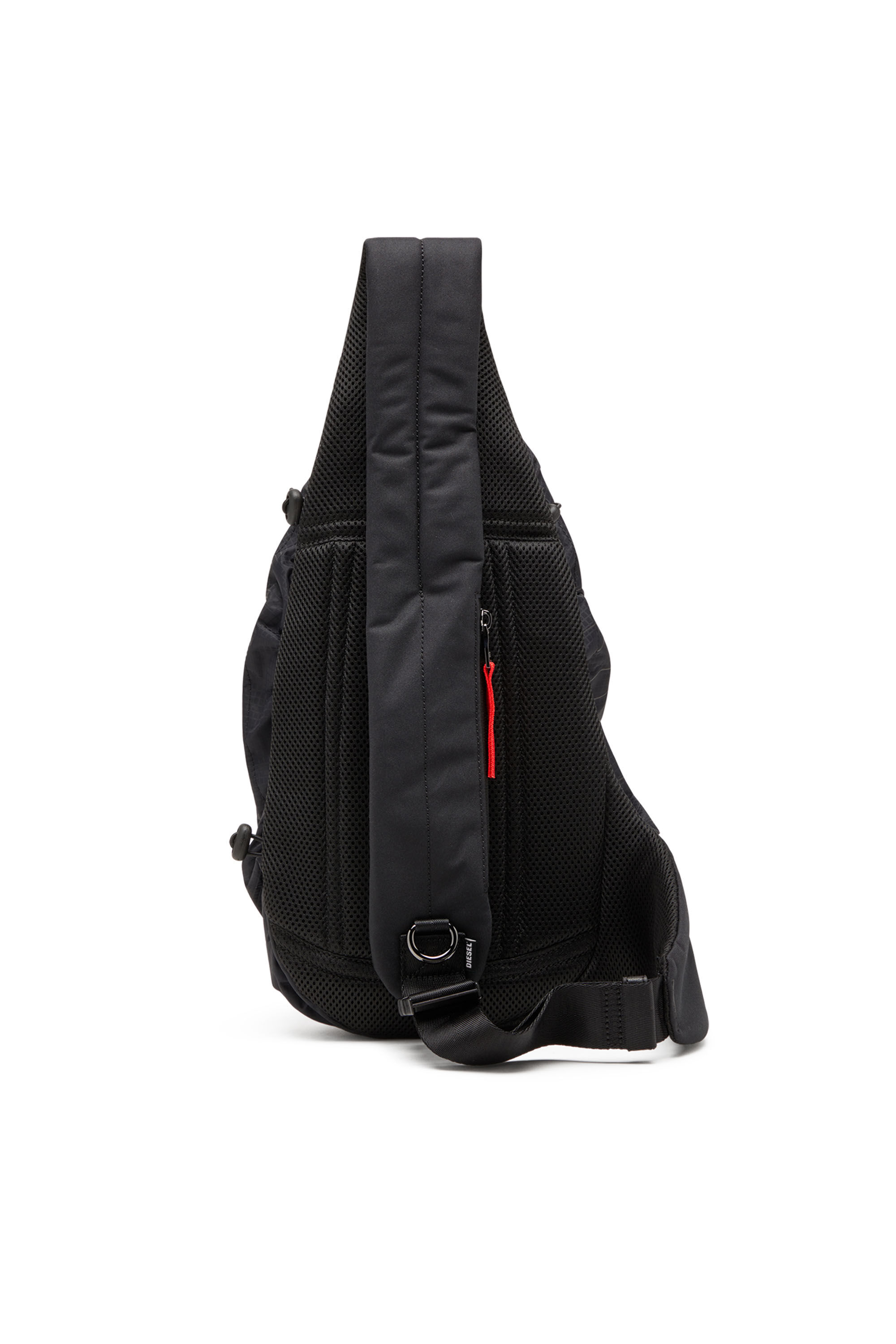 Diesel - ZIP-D SLING BAG X, Zip-D-Mochila de un solo tirante de tejido exterior de jacquard a cuadros Hombre in Negro - 3