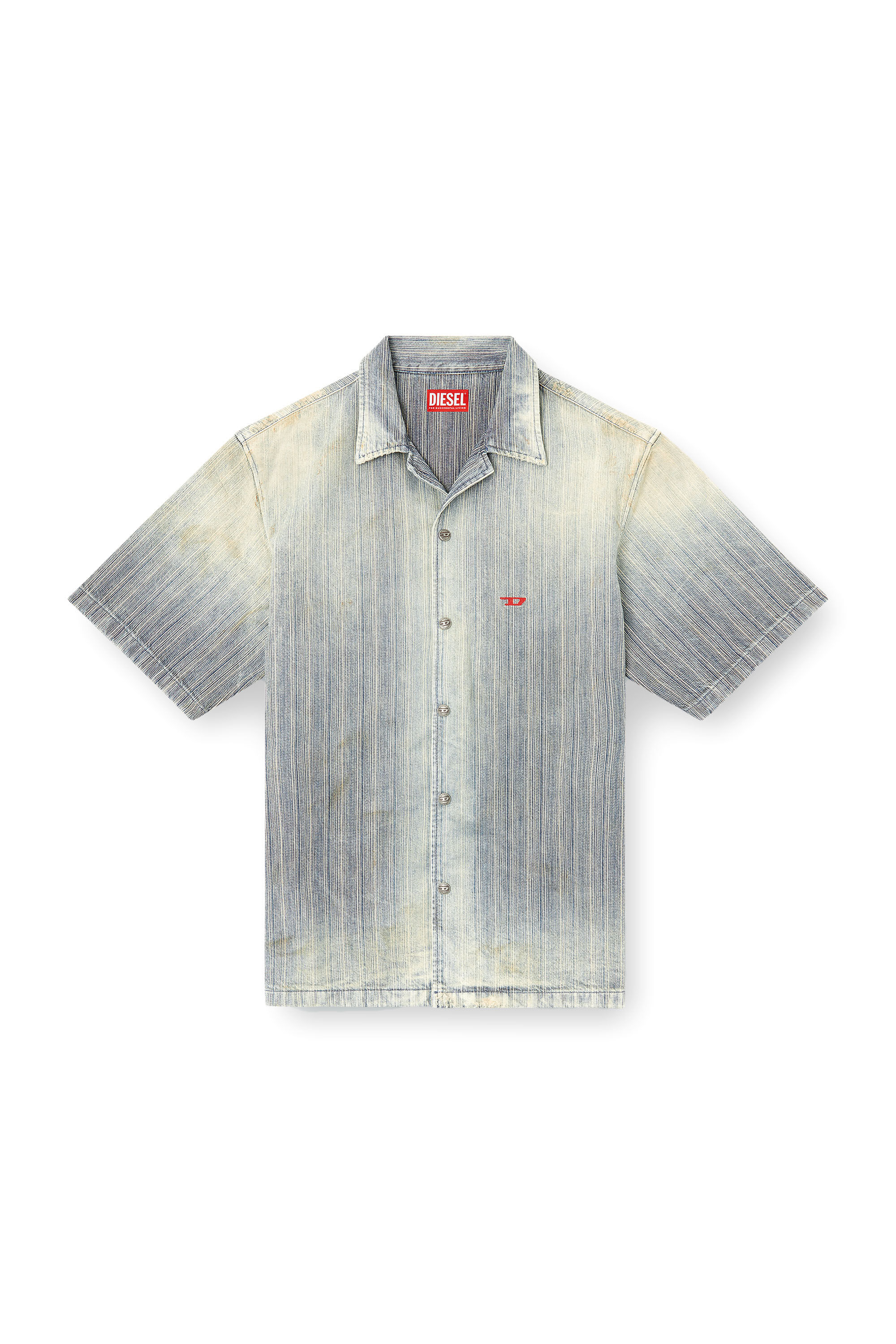 Diesel - D-NABIL-D, Camisa de bolos en denim de rayas índigo Hombre in Azul marino - 2