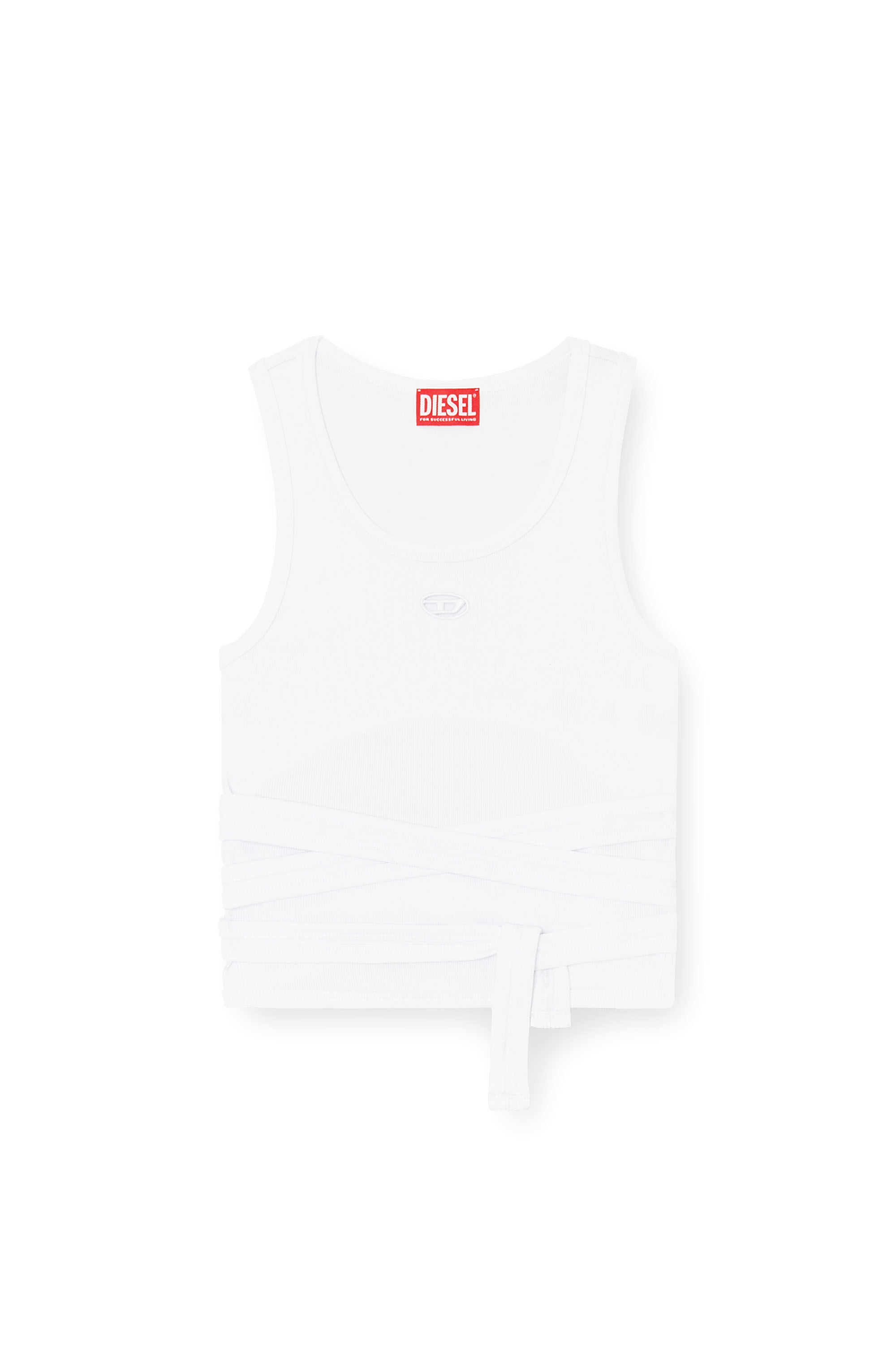 Diesel - T-ANKY-TAIL-S1, Crop top con dise&ntilde;o envolvente Mujer in Blanco - 2