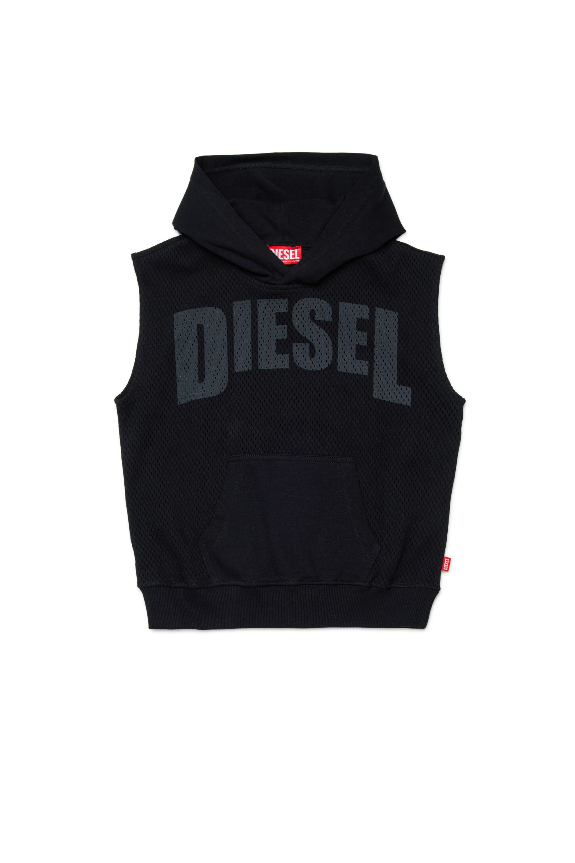Diesel - SMESH OVER, Sudadera sin mangas de malla de algod&oacute;n Hombre in Negro - 1