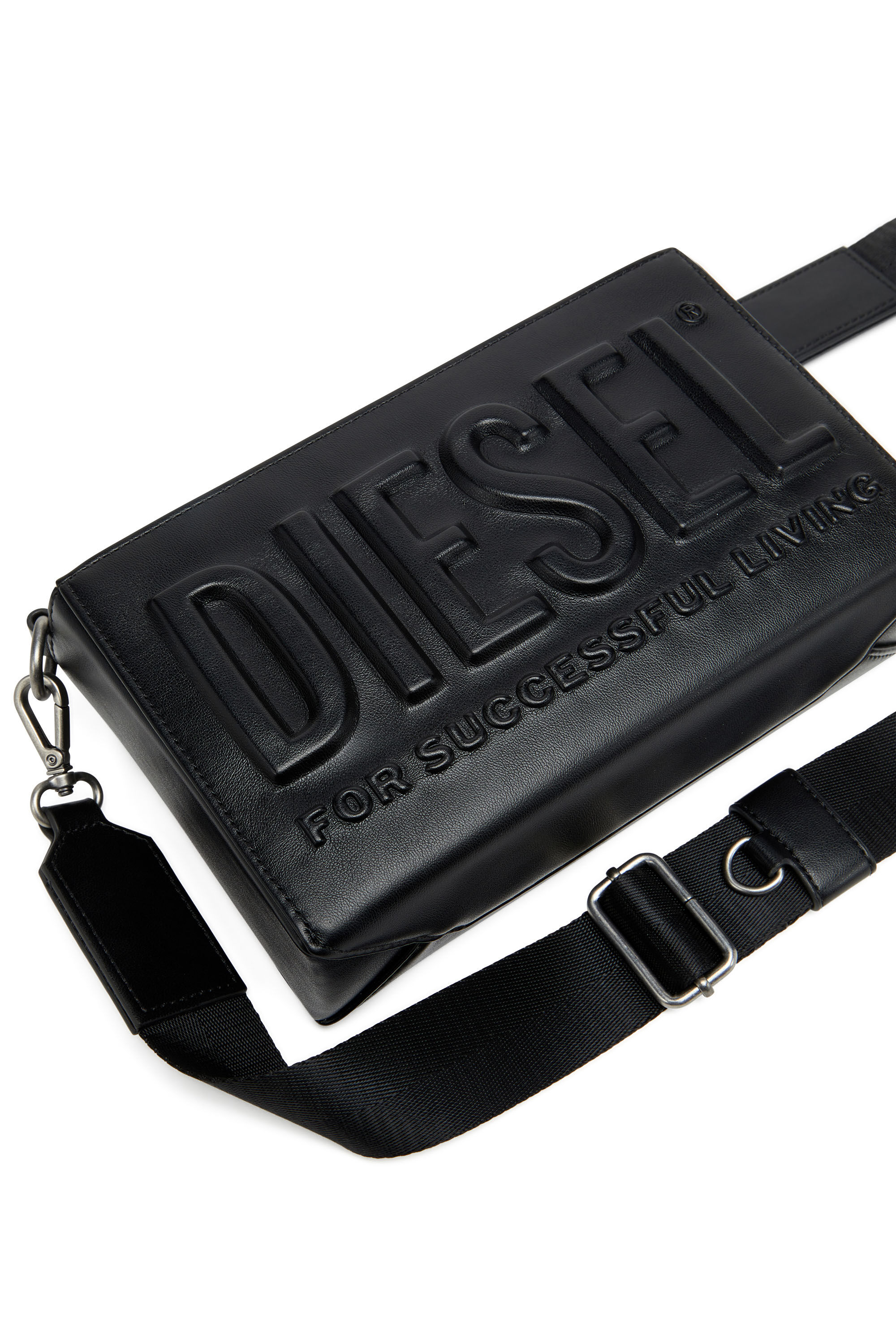 Diesel - DSL 3D CAMERA BAG, Dsl 3D-Bolso tipo cámara de poliuretano con logotipo en relieve Hombre in Negro - 5