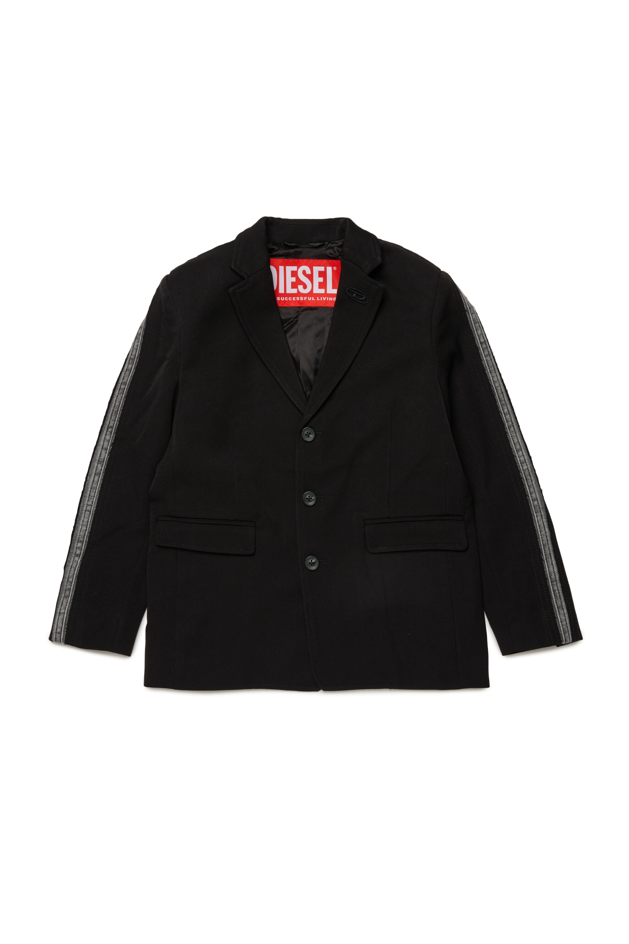 Diesel - JHIVO, Blazer de viscosa con aplicaciones de denim en las mangas Hombre in Negro - 1