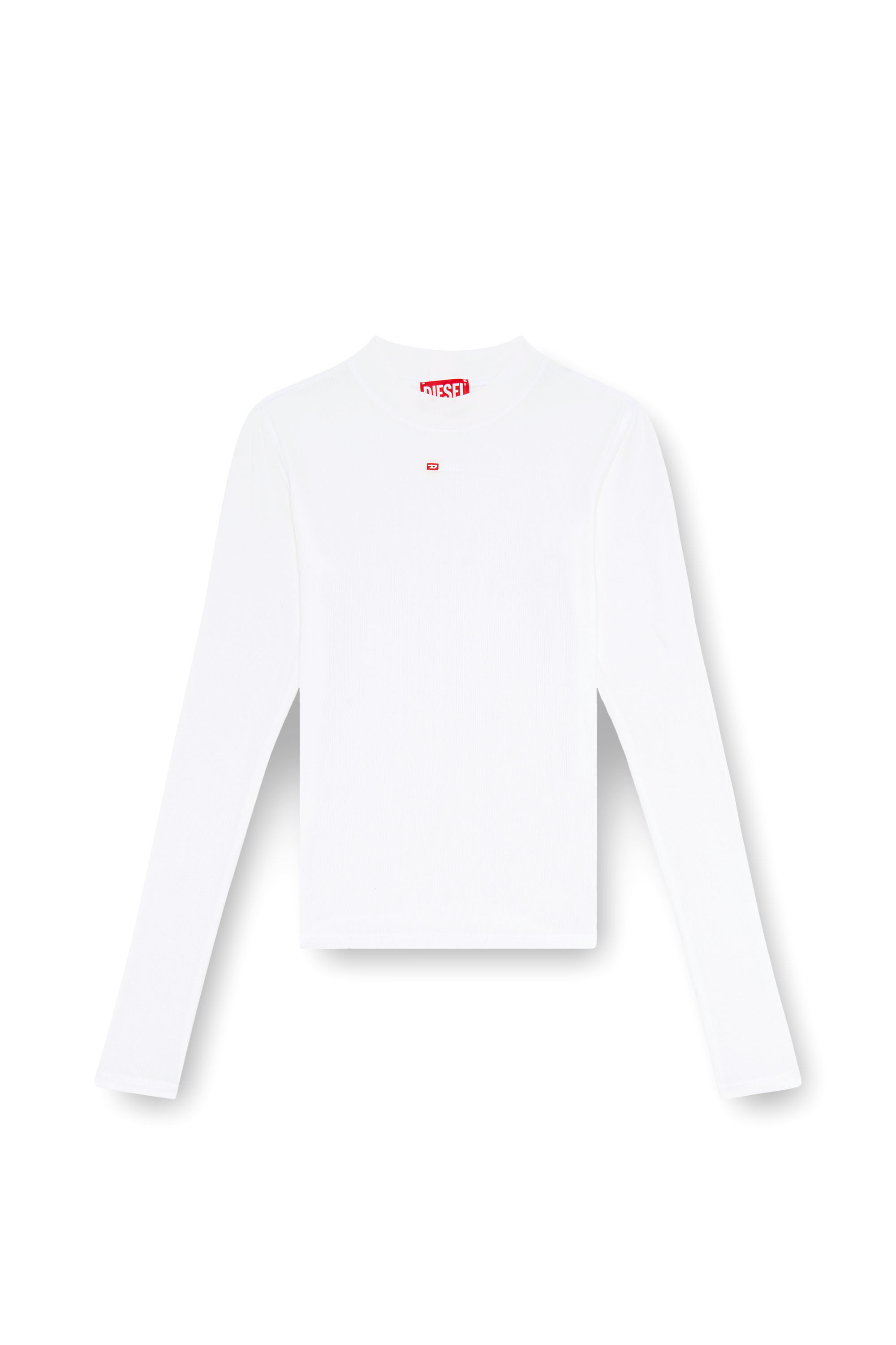 Diesel - T-MOKKY-LS-MICRODIV, Top en canalé con medio cuello alto Mujer in Blanco - 2