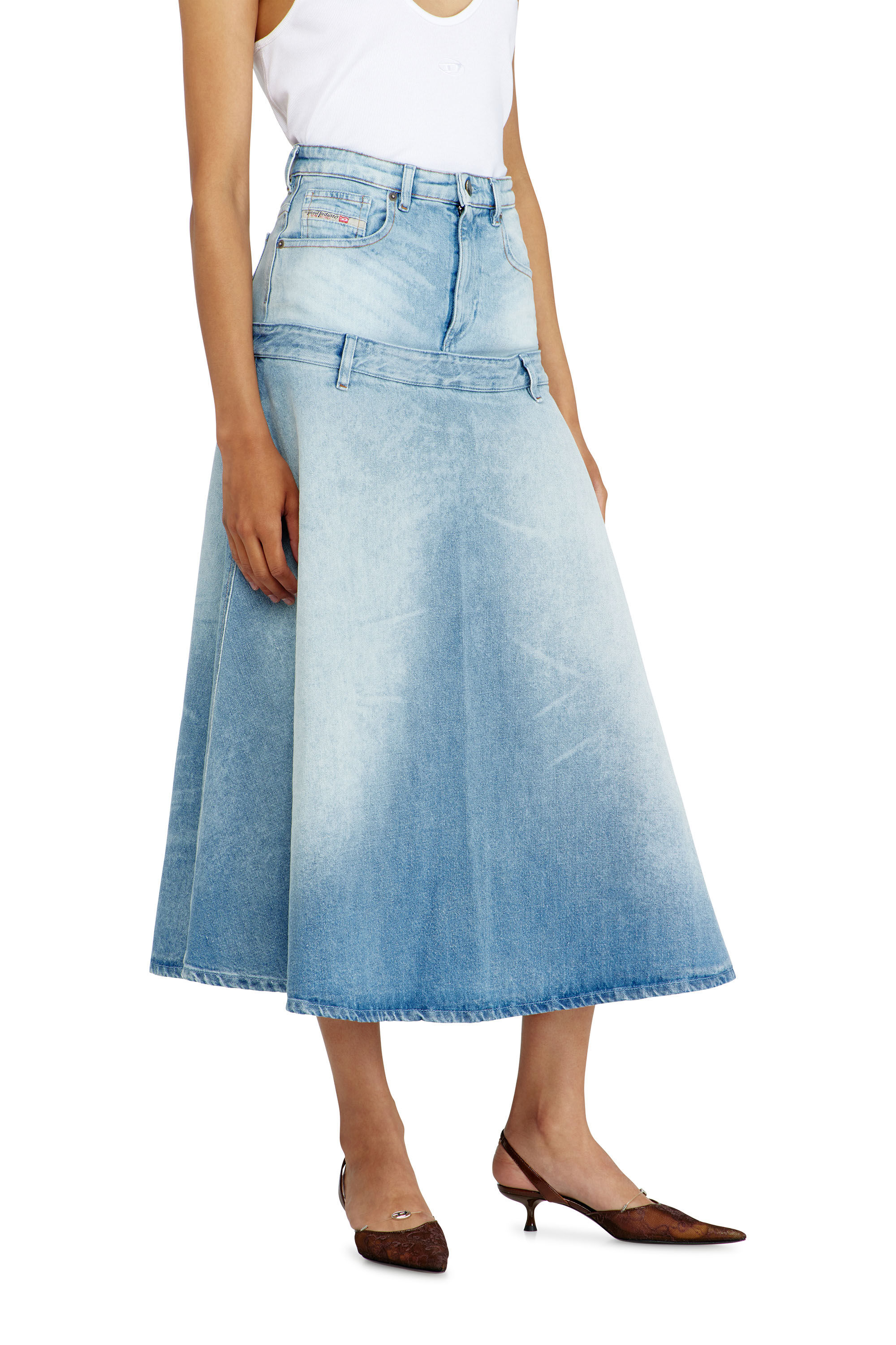 Diesel - DE-VORYA-S, Falda vaquera con dise&ntilde;o a capas Mujer in Azul marino - 5