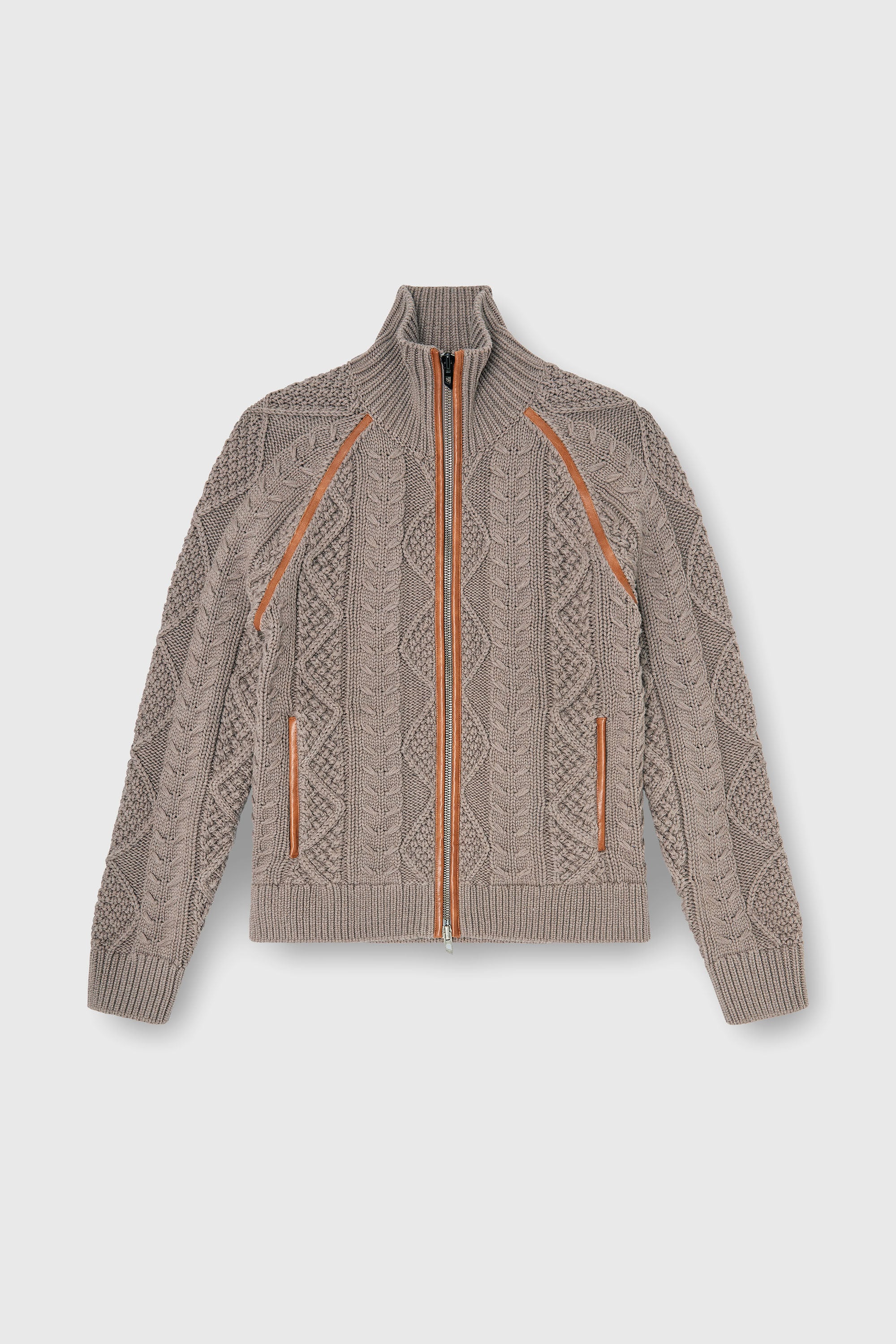 Diesel - K-INOKI, C&aacute;rdigan de punto trenzado con cremallera Hombre in Gris - 2