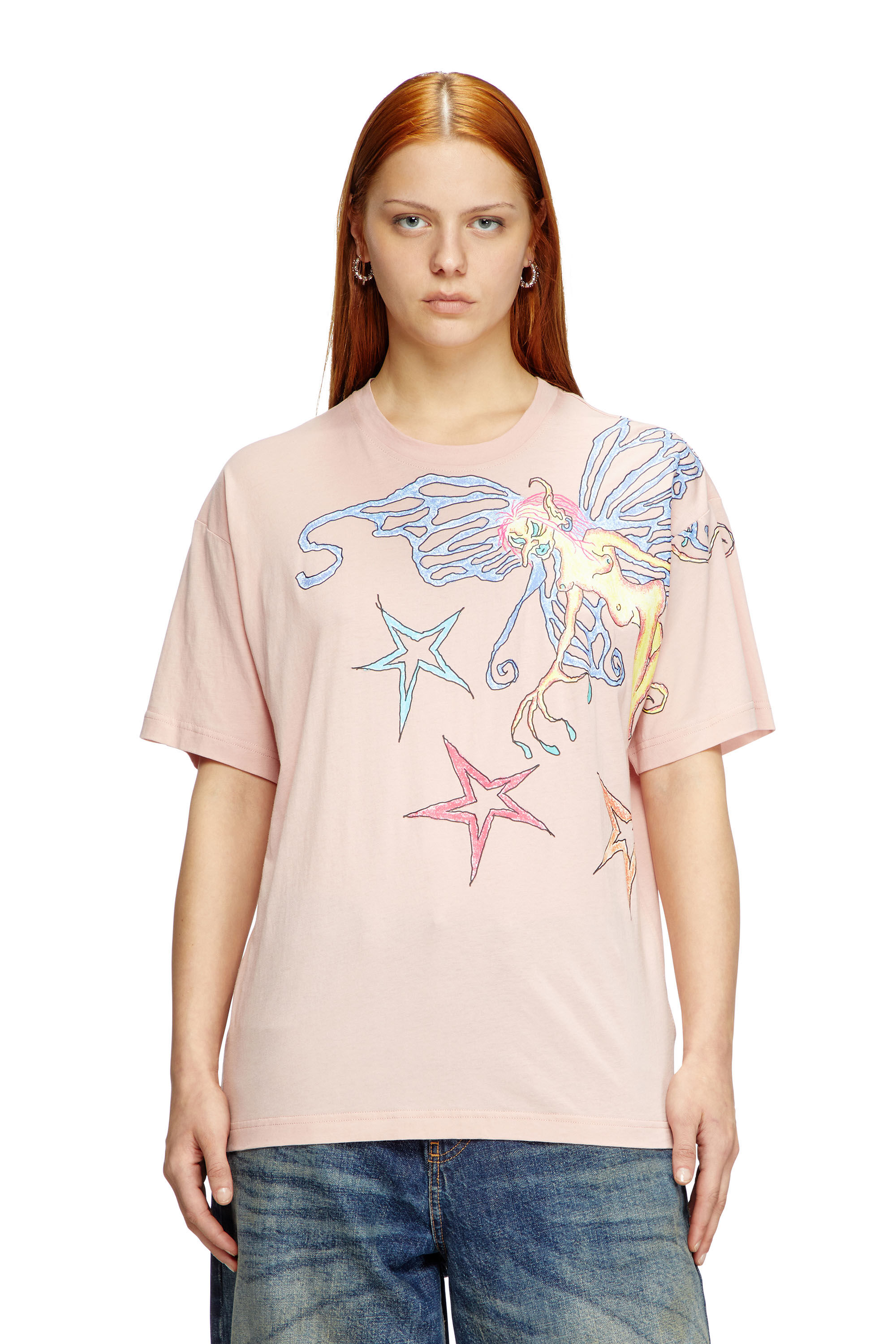 Diesel - T-BUXT-Q1, Camiseta con estampado gráfico Mujer in Rosa - 3