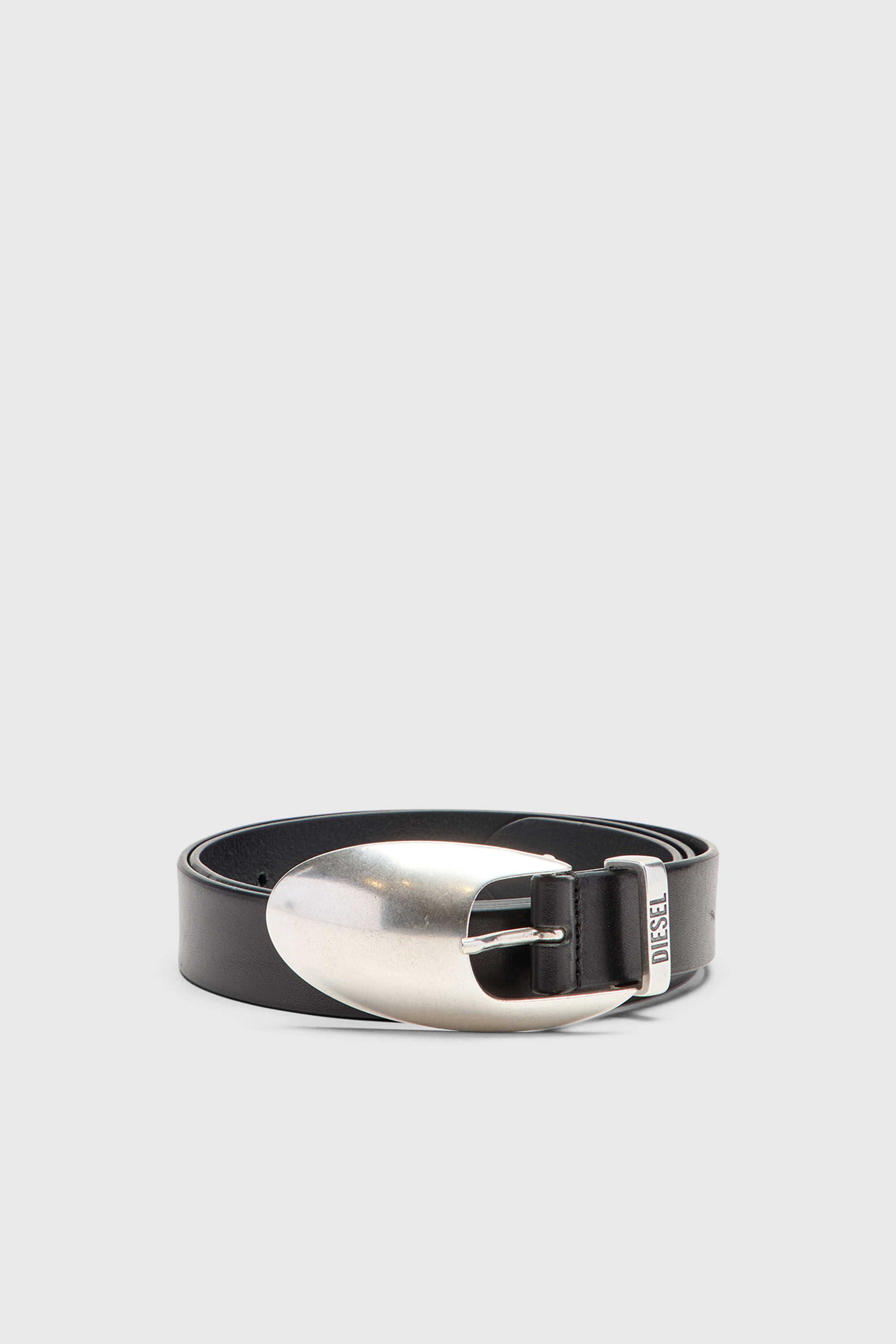 Diesel - B-ROP 30, Cintur&oacute;n de cuero de 3 cm con hebilla escult&oacute;rica Hombre in Negro - 1