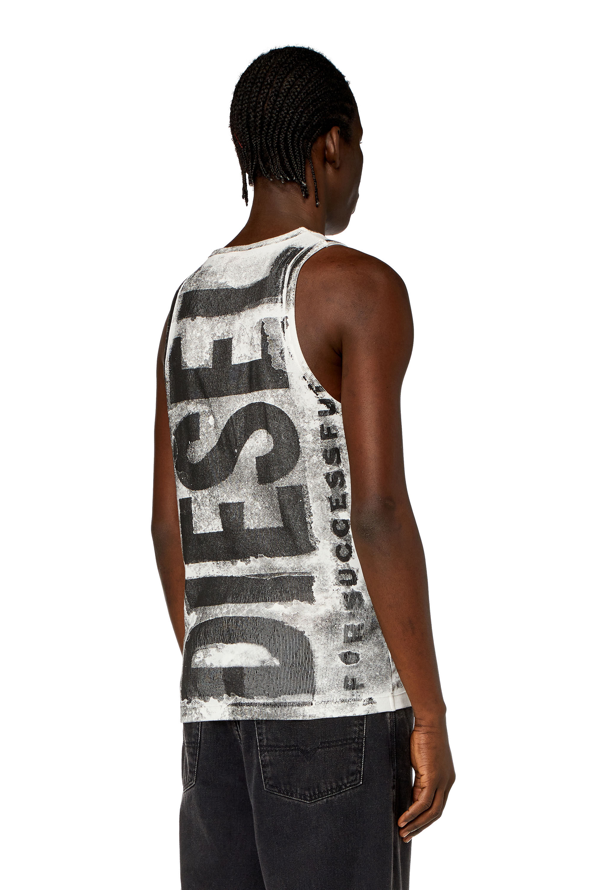 Diesel - T-LIFT-BISC, Man's Tank top with maxi bleeding logos in Black/Grey - 3