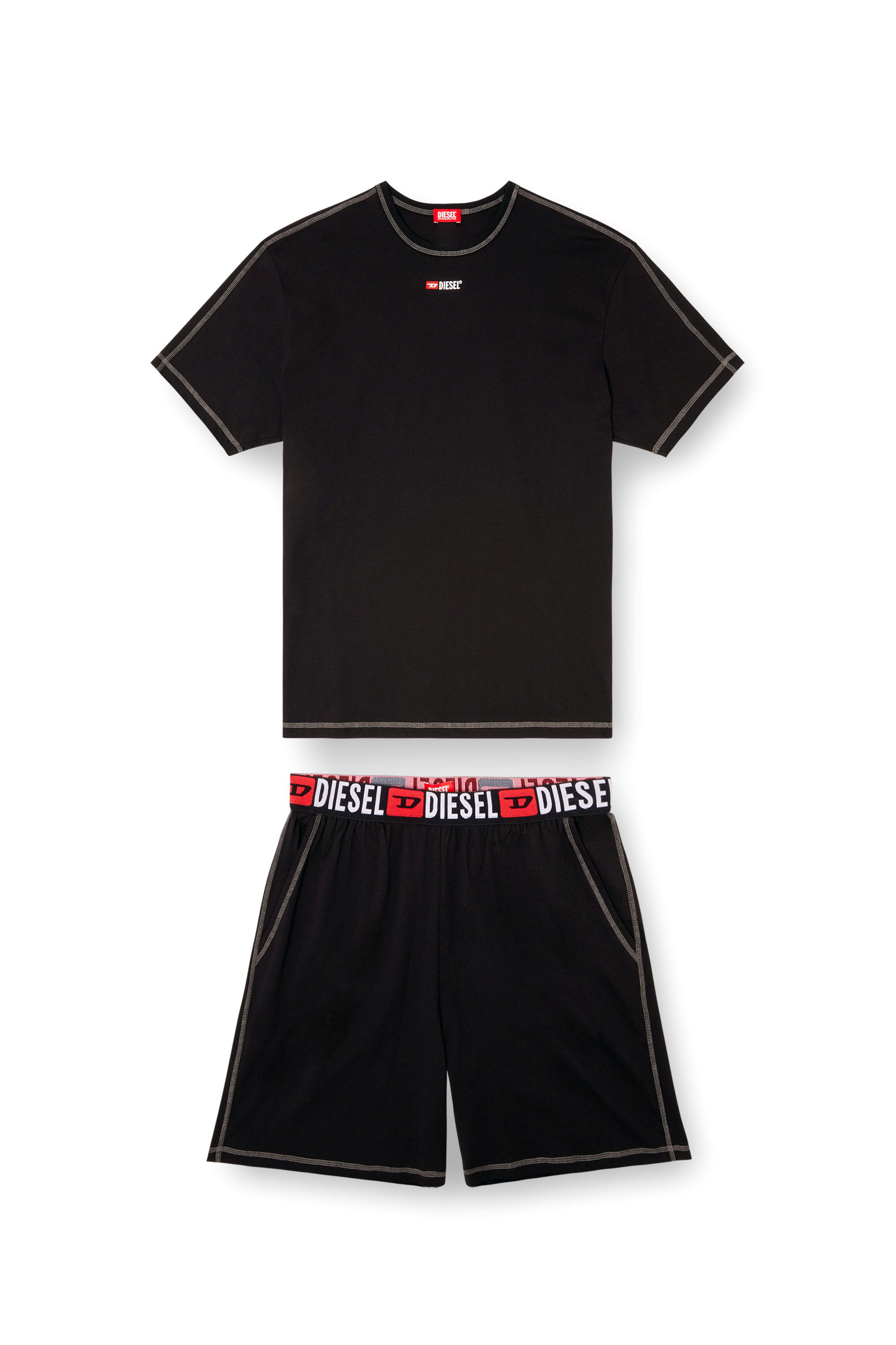 Diesel - SET-ADAM-D-CORE, Pijama corto de punto de algodón Hombre in Negro - 2