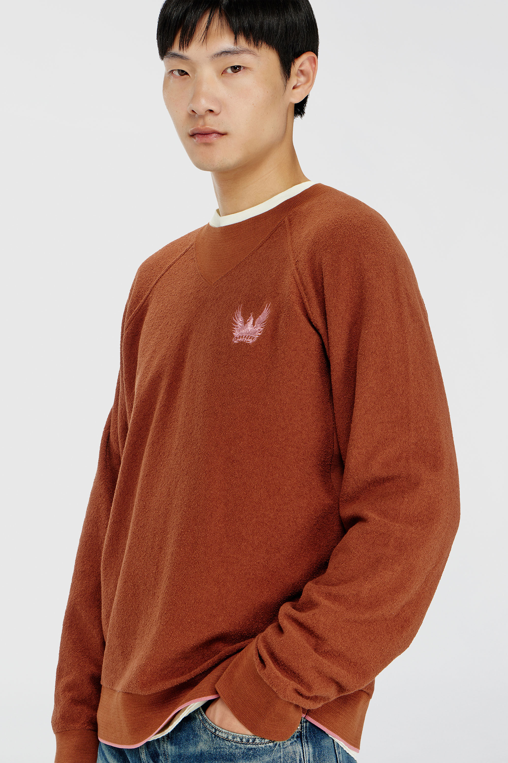 Diesel - K-RALFS, Jersey boucl&eacute; con bordado Phoenix Hombre in Rojo - 5