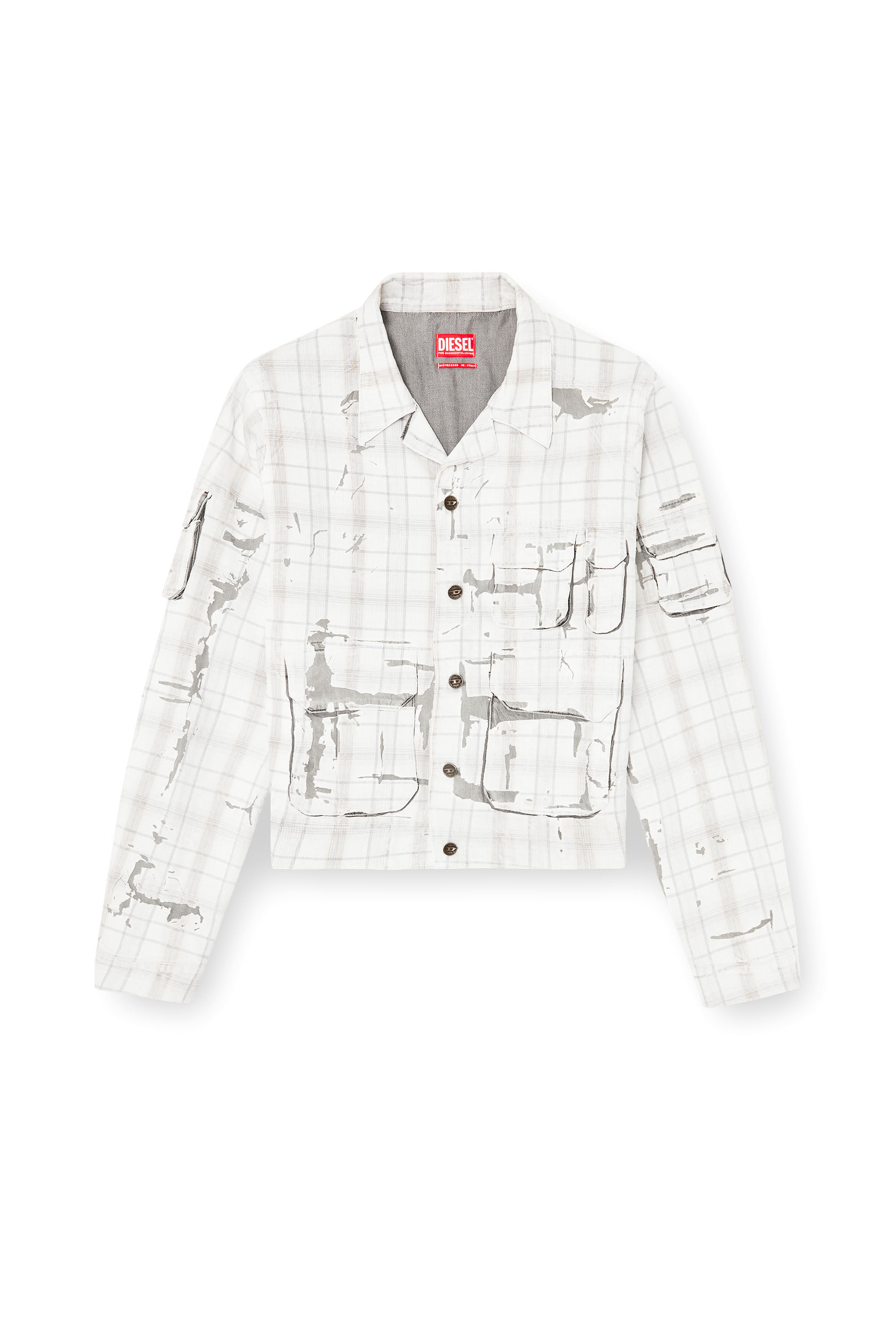 Diesel - D-VALEN-FSI1, Chaqueta vaquera con efecto pelable Hombre in Gris - 2