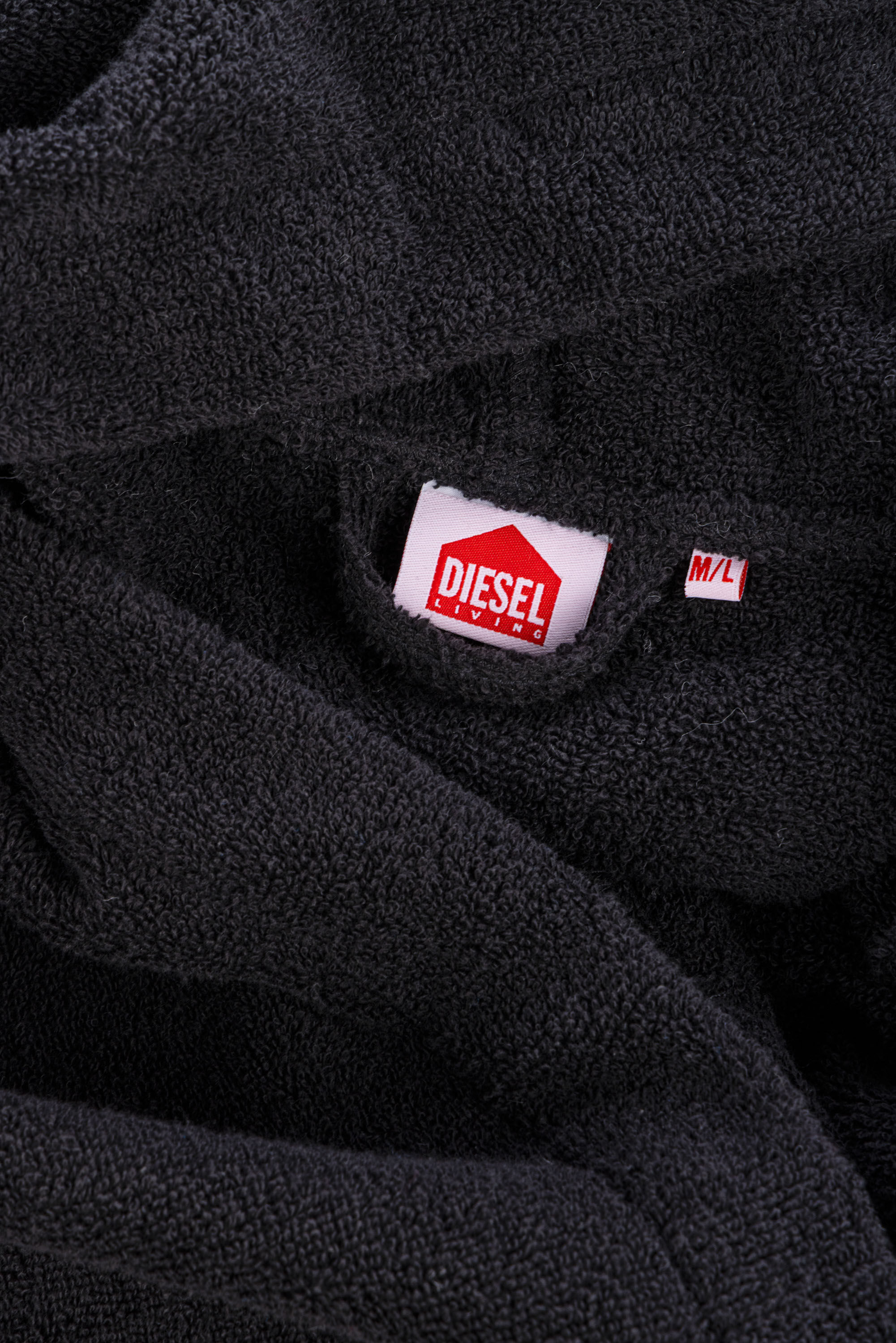Diesel - 1015115 LOGO-COTTON BATHROBE SIZE M/L BL, Albornoz de Felpa de Algodón, talla M/L Unisex in Negro - 3