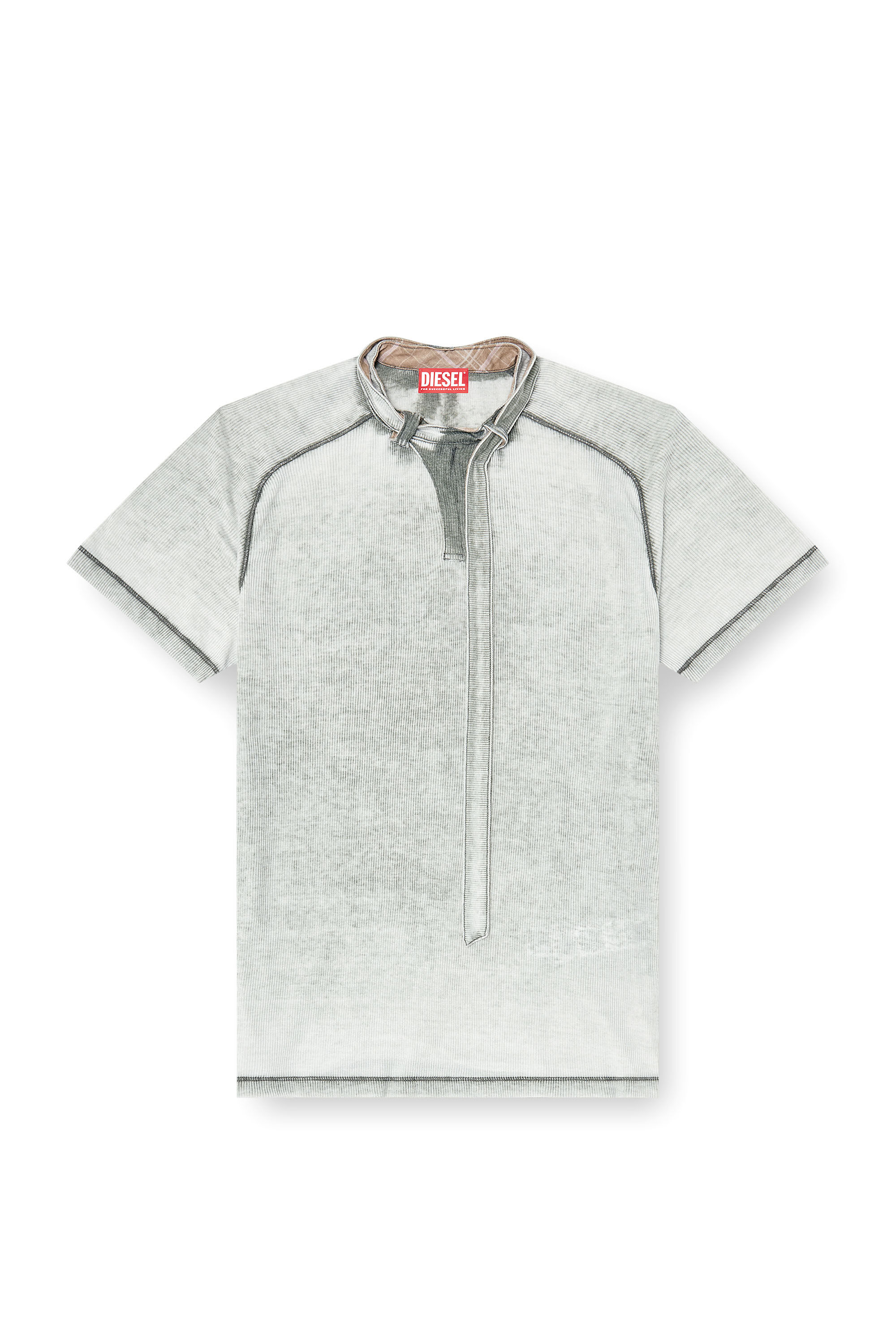 Diesel - T-GARY, Top de canal&eacute; jersey con tira de cuello biker Hombre in Gris - 2