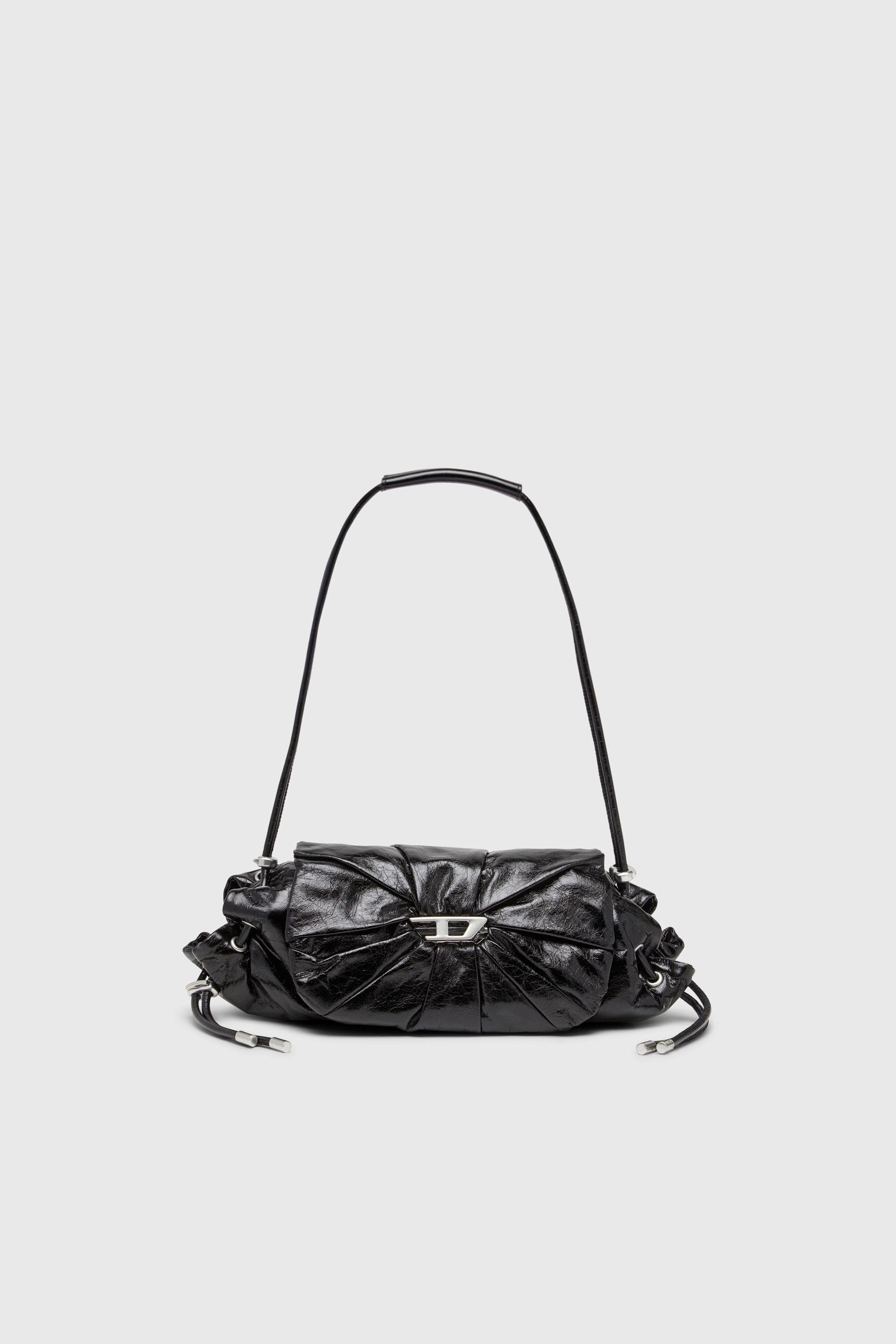 Diesel - SCRUNCH-D SHOULDER S, Scrunch-D-Bolso de hombro peque&ntilde;o de cuero arrugado Mujer in Negro - 2