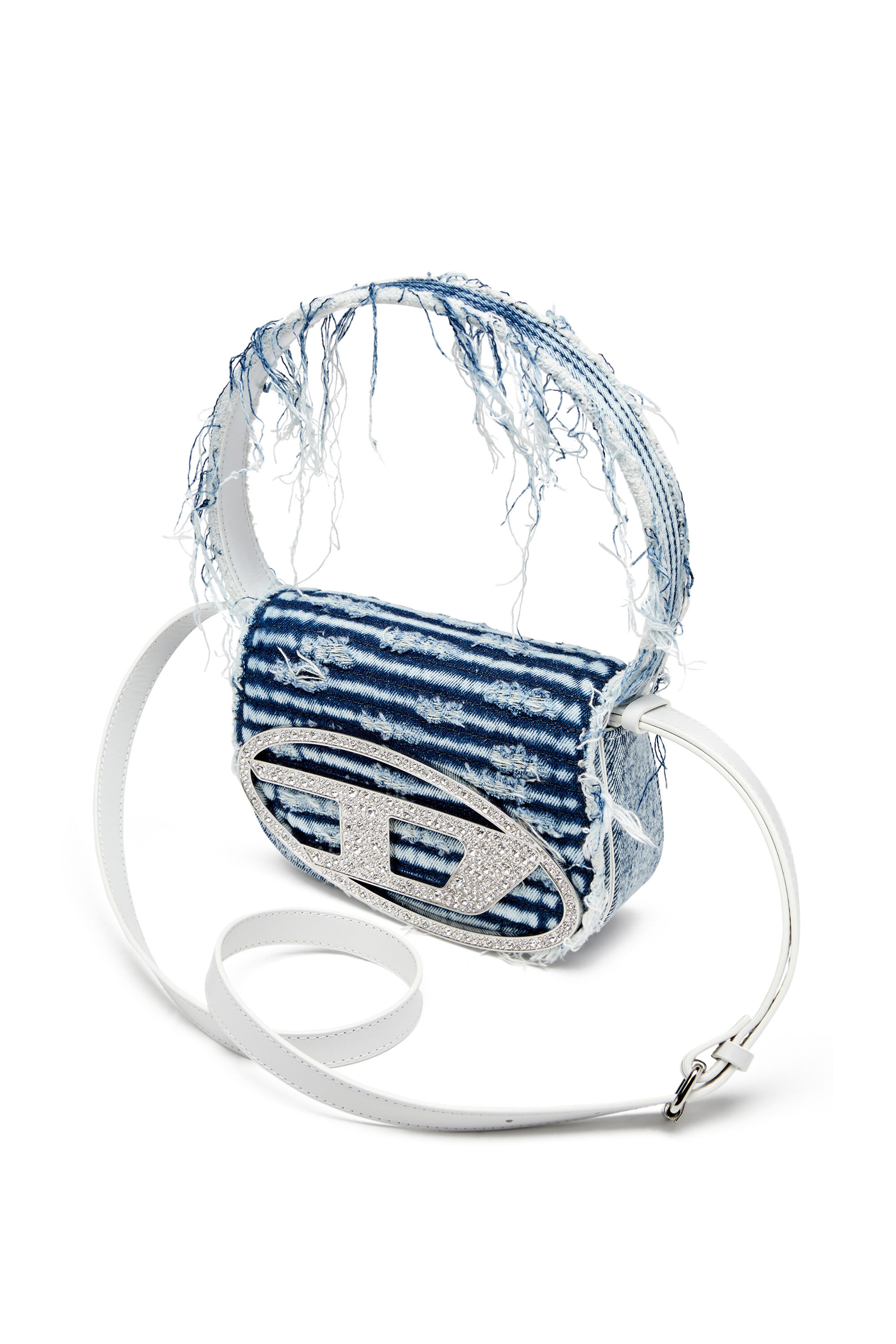 Diesel - 1DR, 1DR-Bolso icónico de hombro de denim deshilachado Mujer in Azul marino - 2